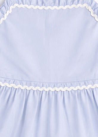 The Magic Wand Cotton Woven Strappy Ric Rac Tiered Dress - Blue