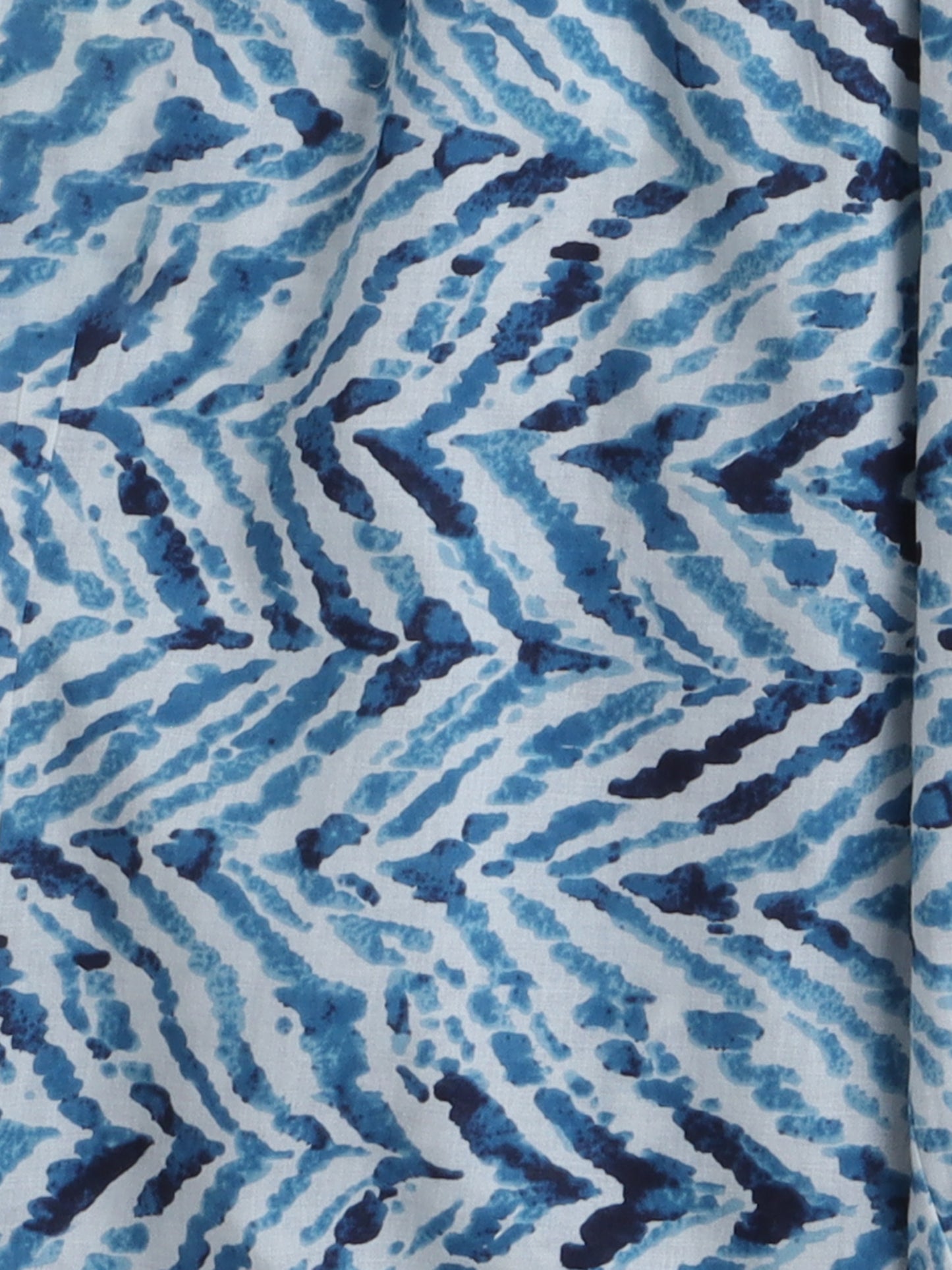 All Over Printed Elbow Sleeves Gathered Top With Afhgani Pants For Girls-Blue