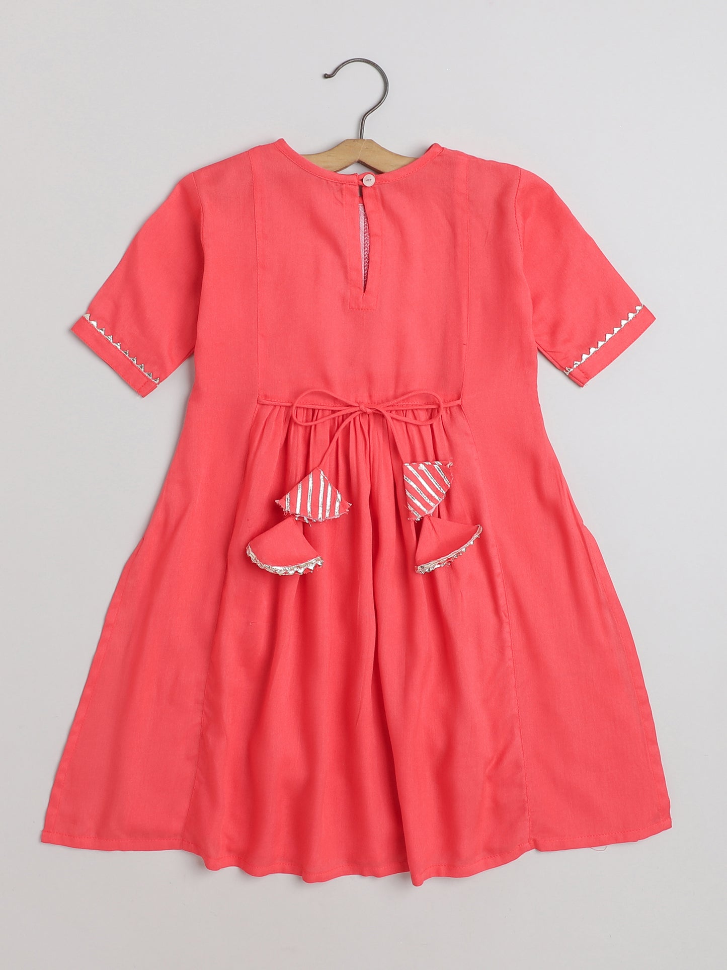 Elbow Sleeves Nyra Cut Gota Detailed Tassled Kurta With Pants-Peach