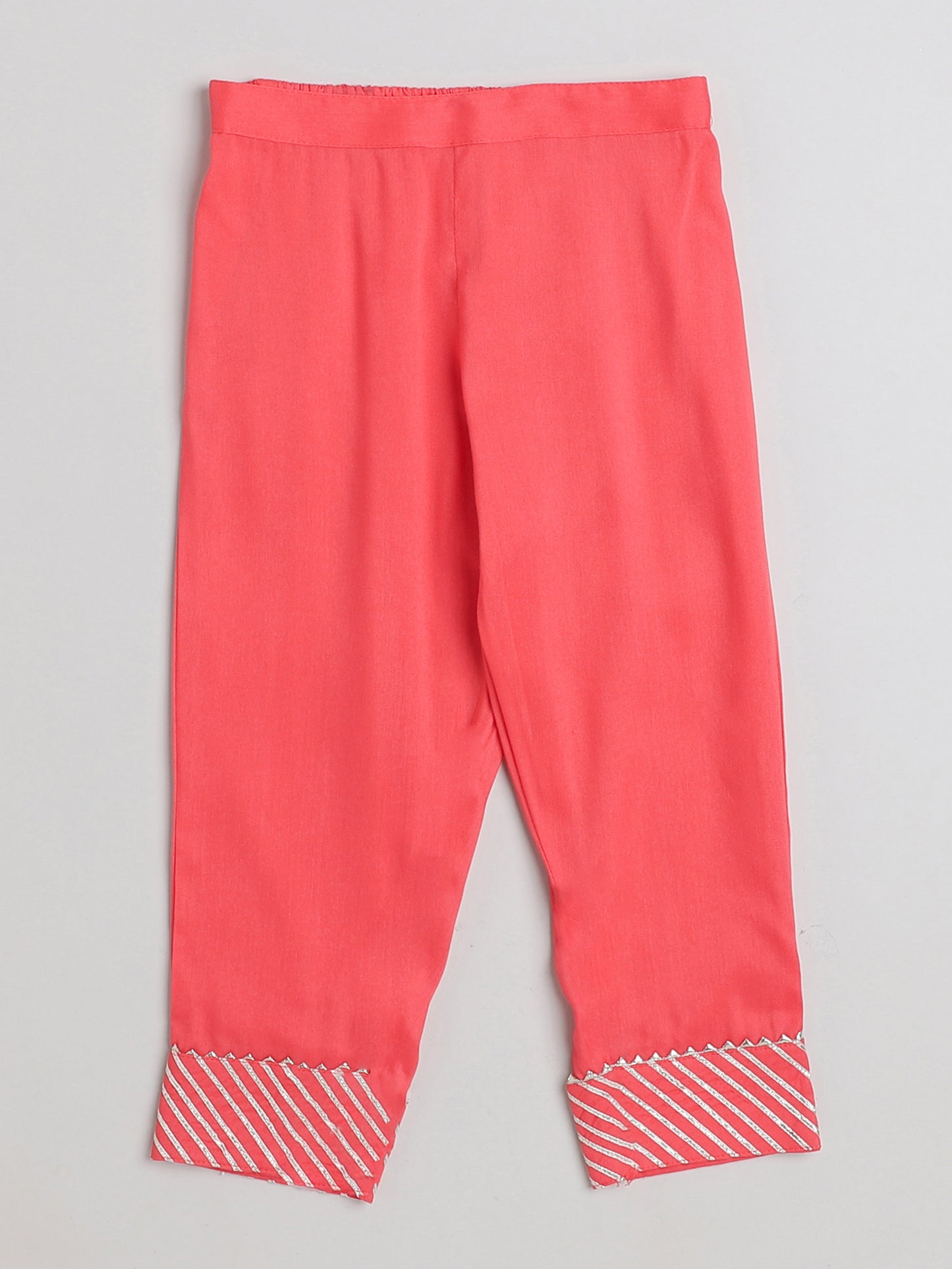 Elbow Sleeves Nyra Cut Gota Detailed Tassled Kurta With Pants-Peach