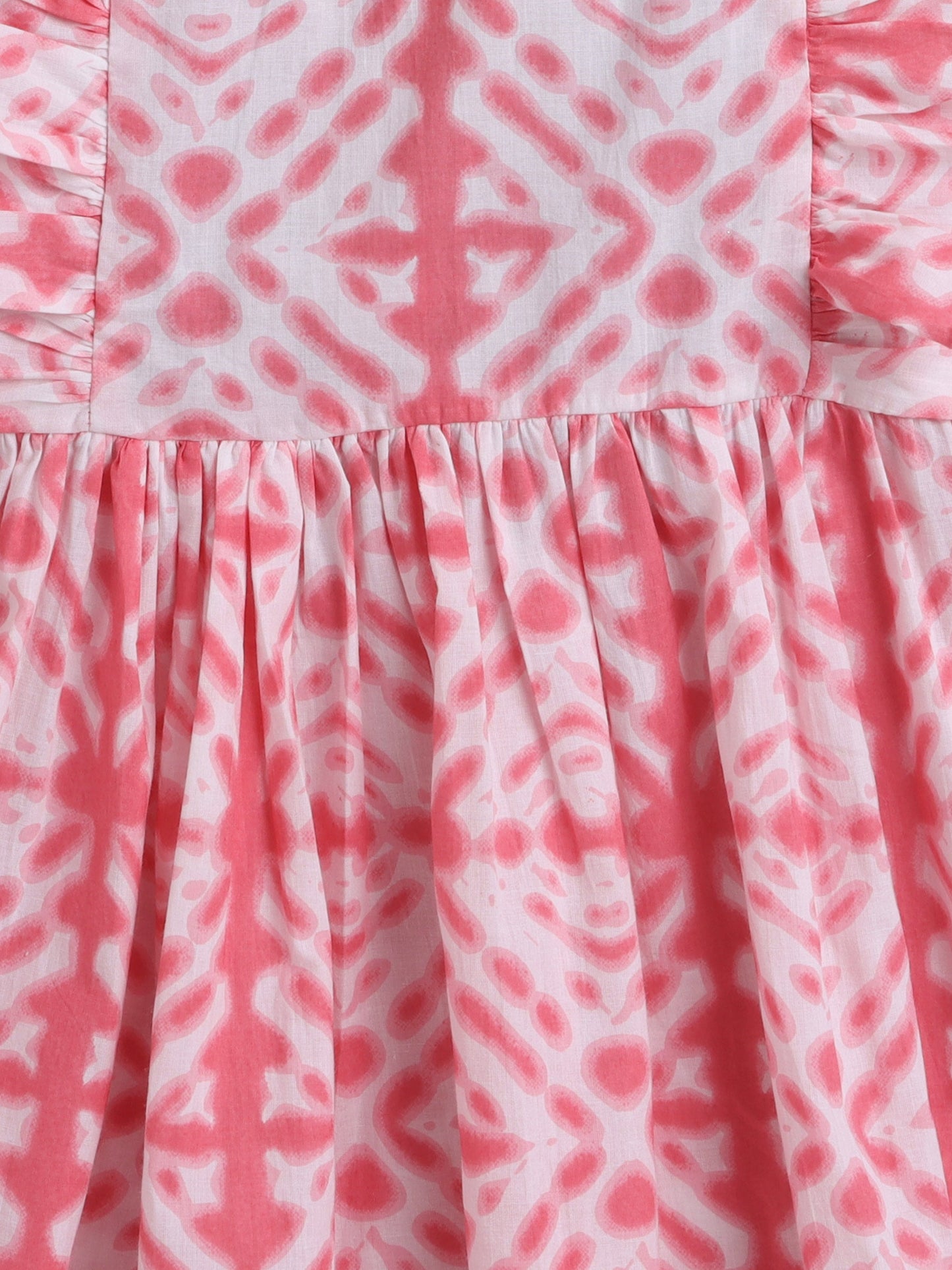 The Magic Wand Frill Sleeves Tie & Dye Printed Fit & Flare Dress - Pink