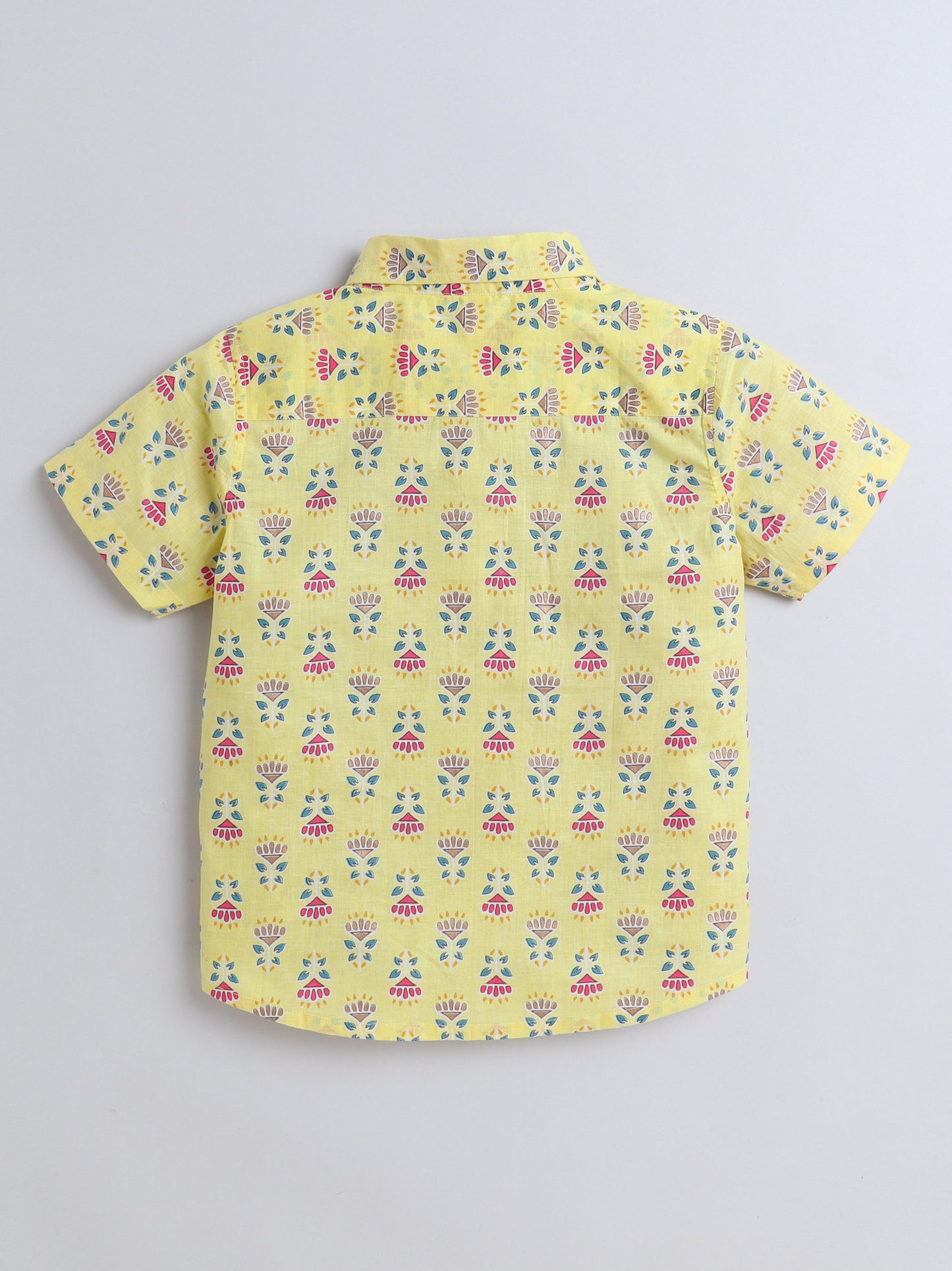 Half Sleeves Abstract Printed Shirt- Yellow