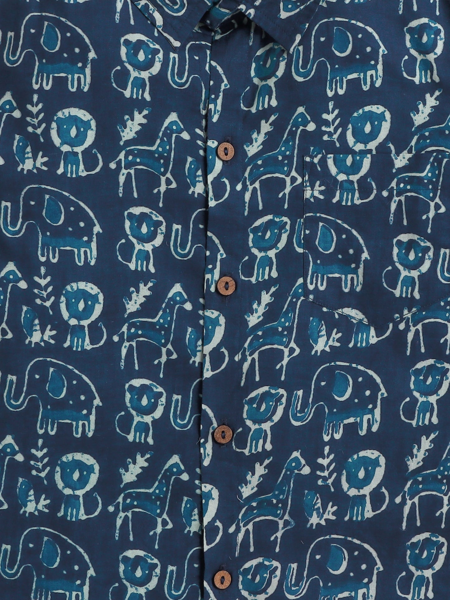 Half Sleeves Animal Printed Shirt - Indigo Blue