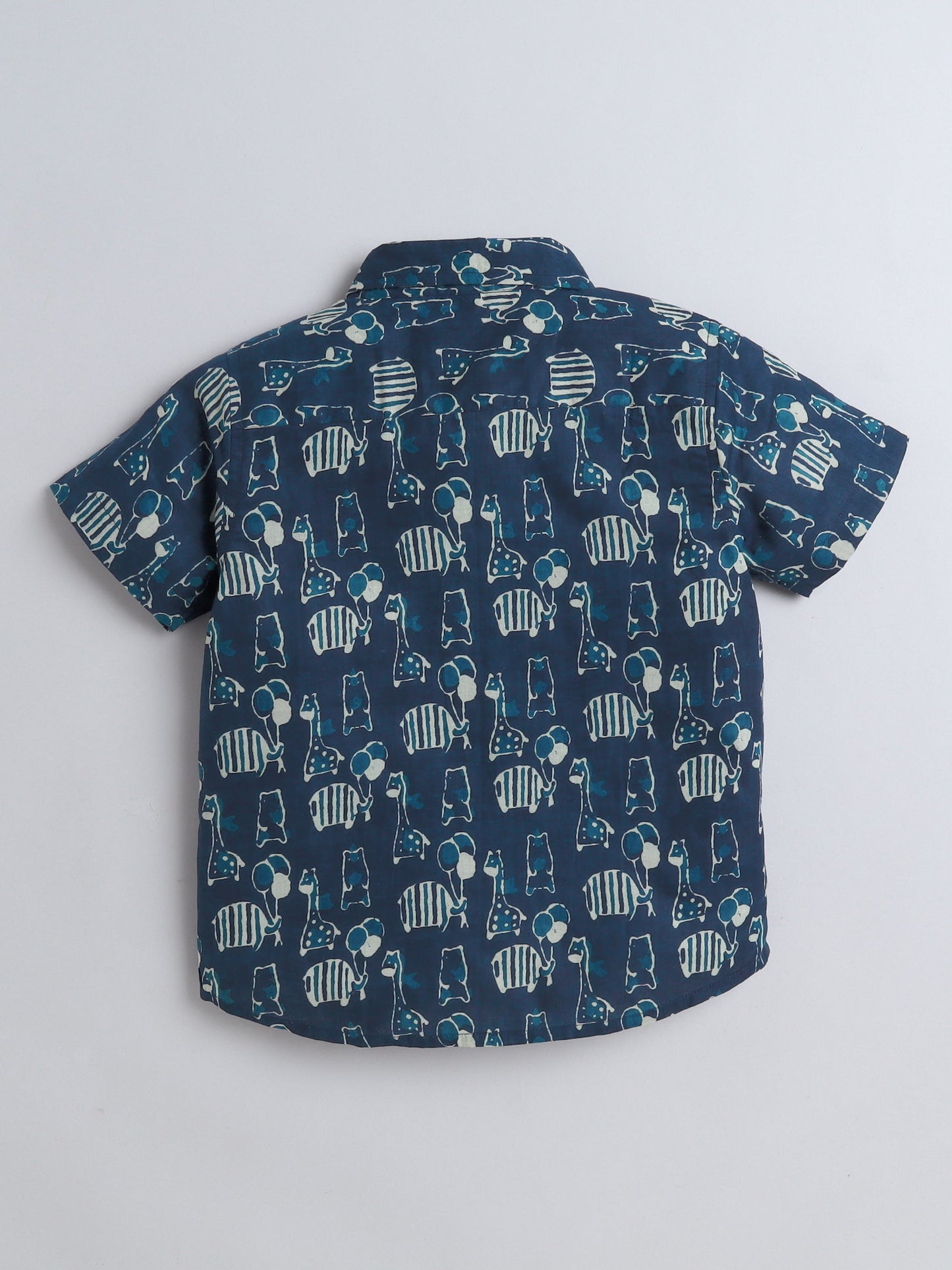 The Magic Wand Half Sleeves Animal Printed Shirt Indigo Blue