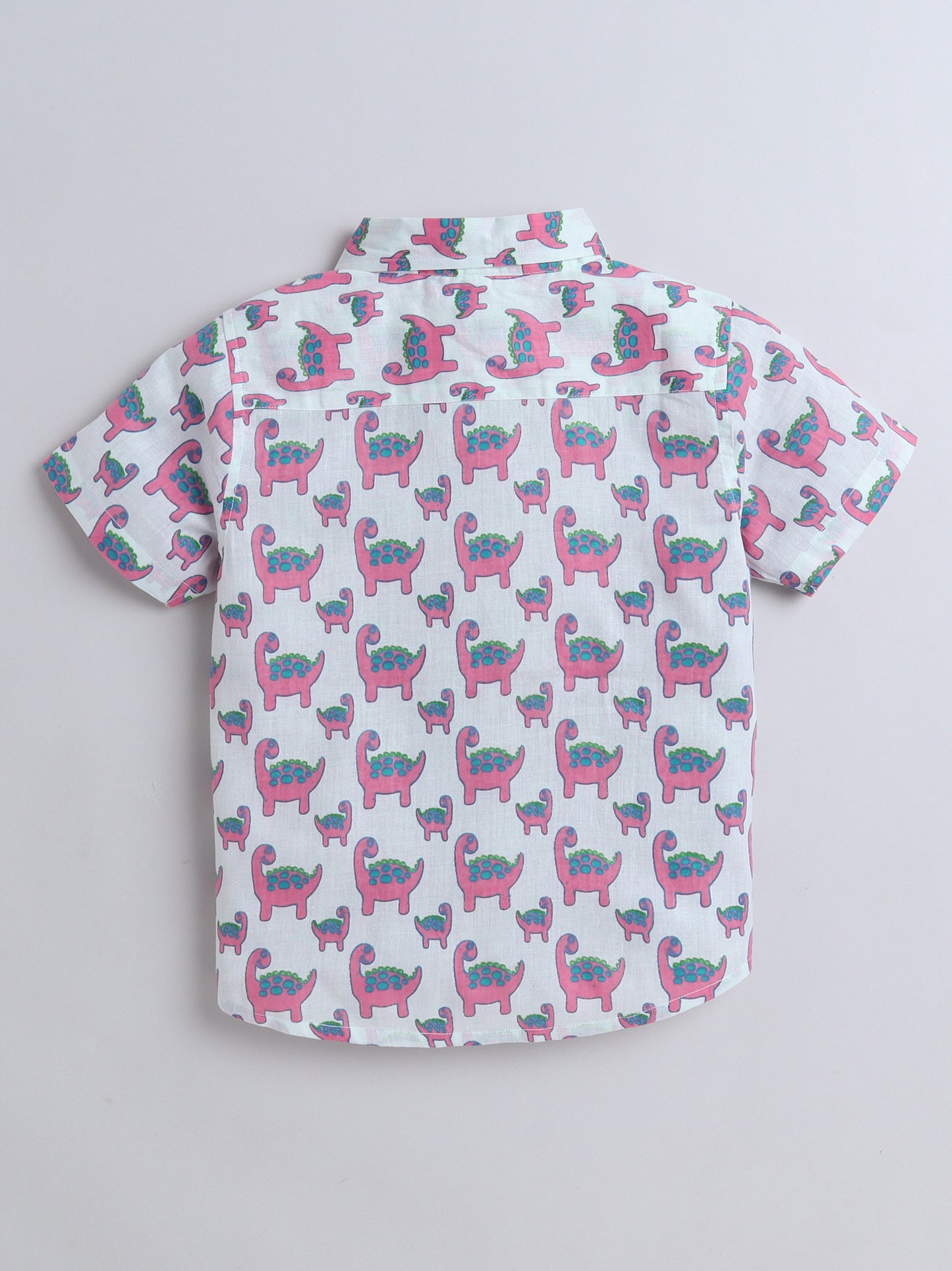 Half Sleeves Dino Printed Shirt - Pink