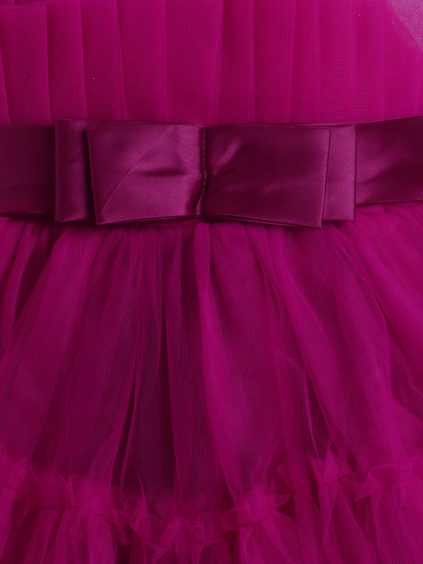 Sleeveless Bow Applique Detailed Flared Dress - Magenta