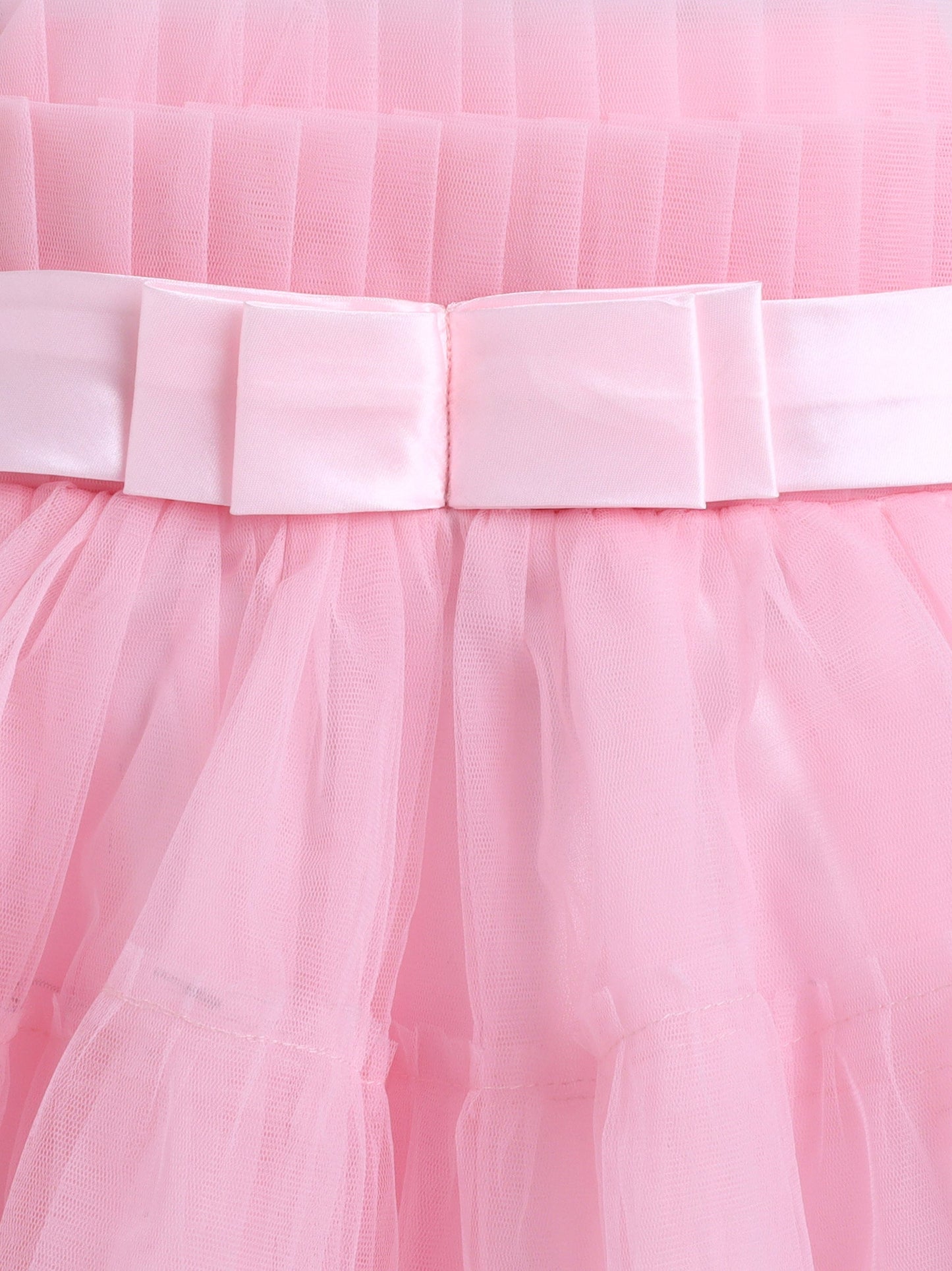 Sleeveless Bow Detailed Flared Dress - Pink