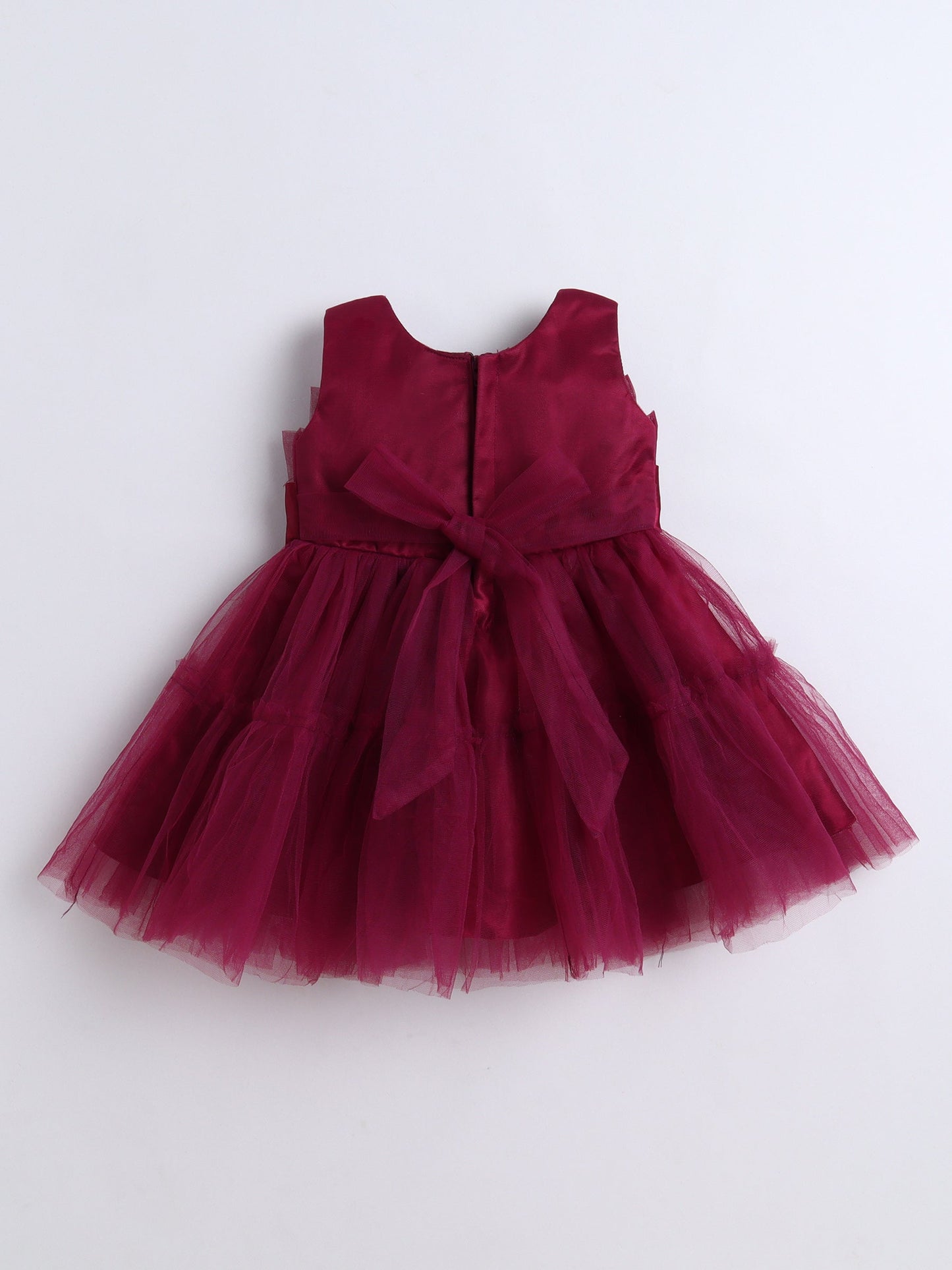 The Magic Wand Sleeveless Bow Detailed Flared Dress - Wine