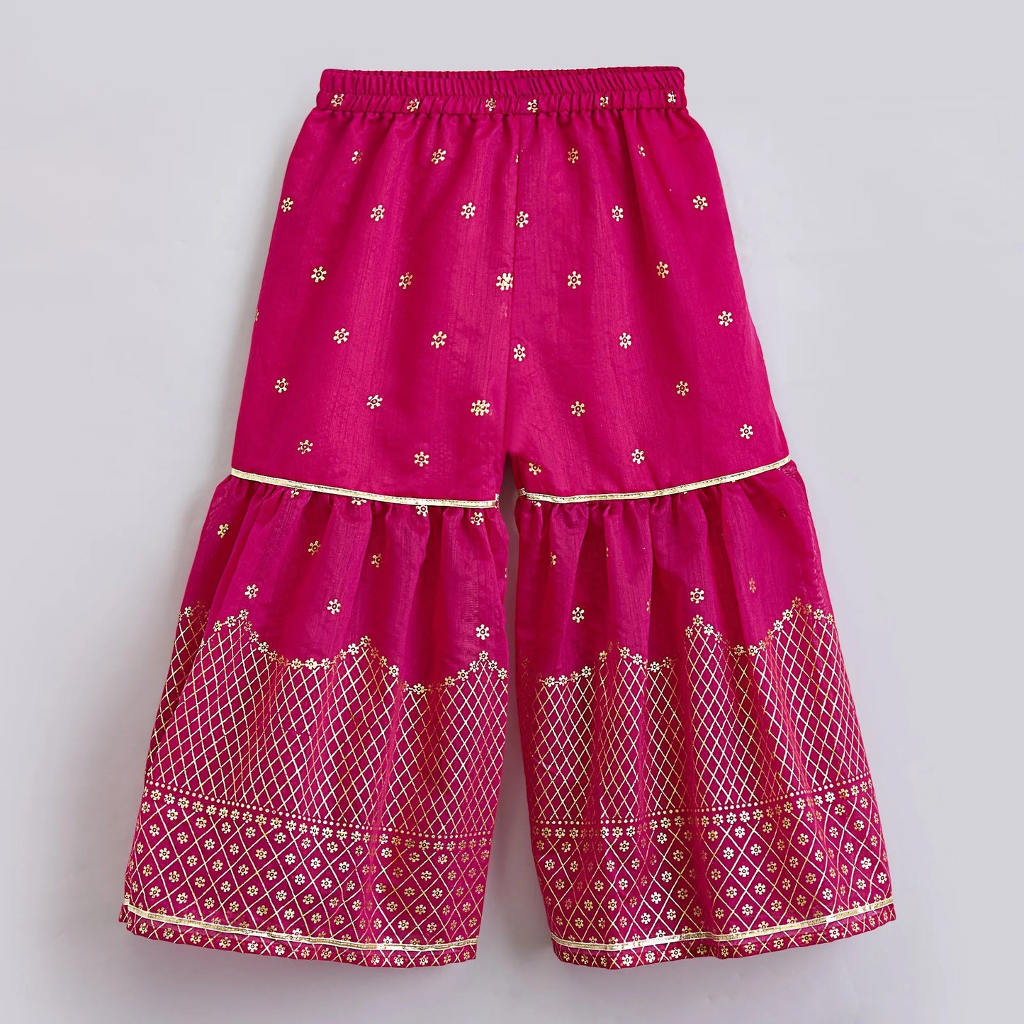 The Magic Wand Woven Lace Embellished Three Fourth Sleeves Kurta Sharara with Dupatta - Fuchsia