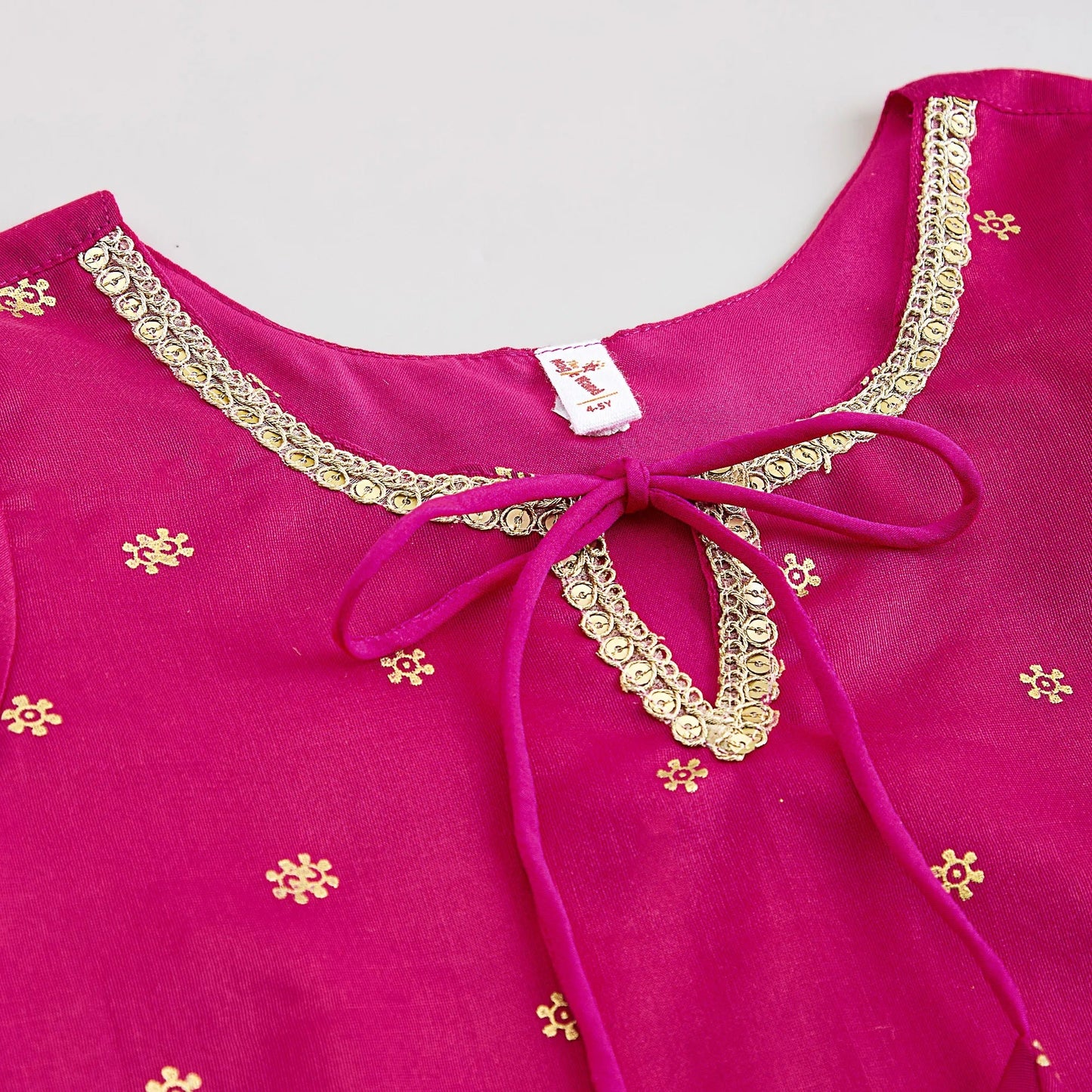 The Magic Wand Woven Lace Embellished Three Fourth Sleeves Kurta Sharara with Dupatta - Fuchsia