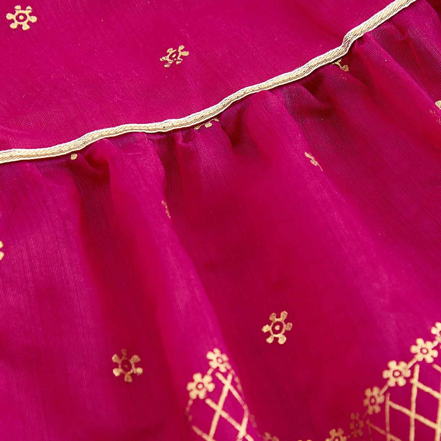 The Magic Wand Woven Lace Embellished Three Fourth Sleeves Kurta Sharara with Dupatta - Fuchsia