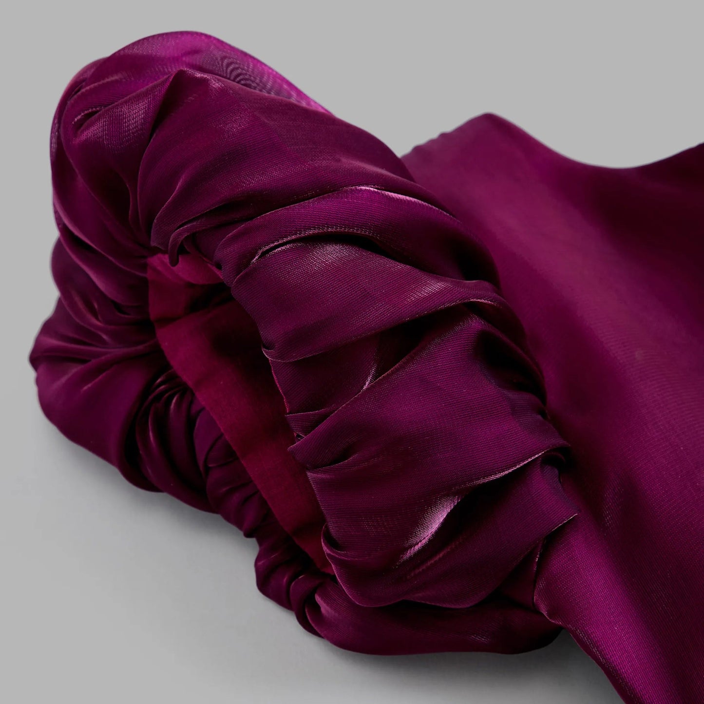 The Magic Wand Organza One Shoulder With Flower Brooch Party Gown - Wine