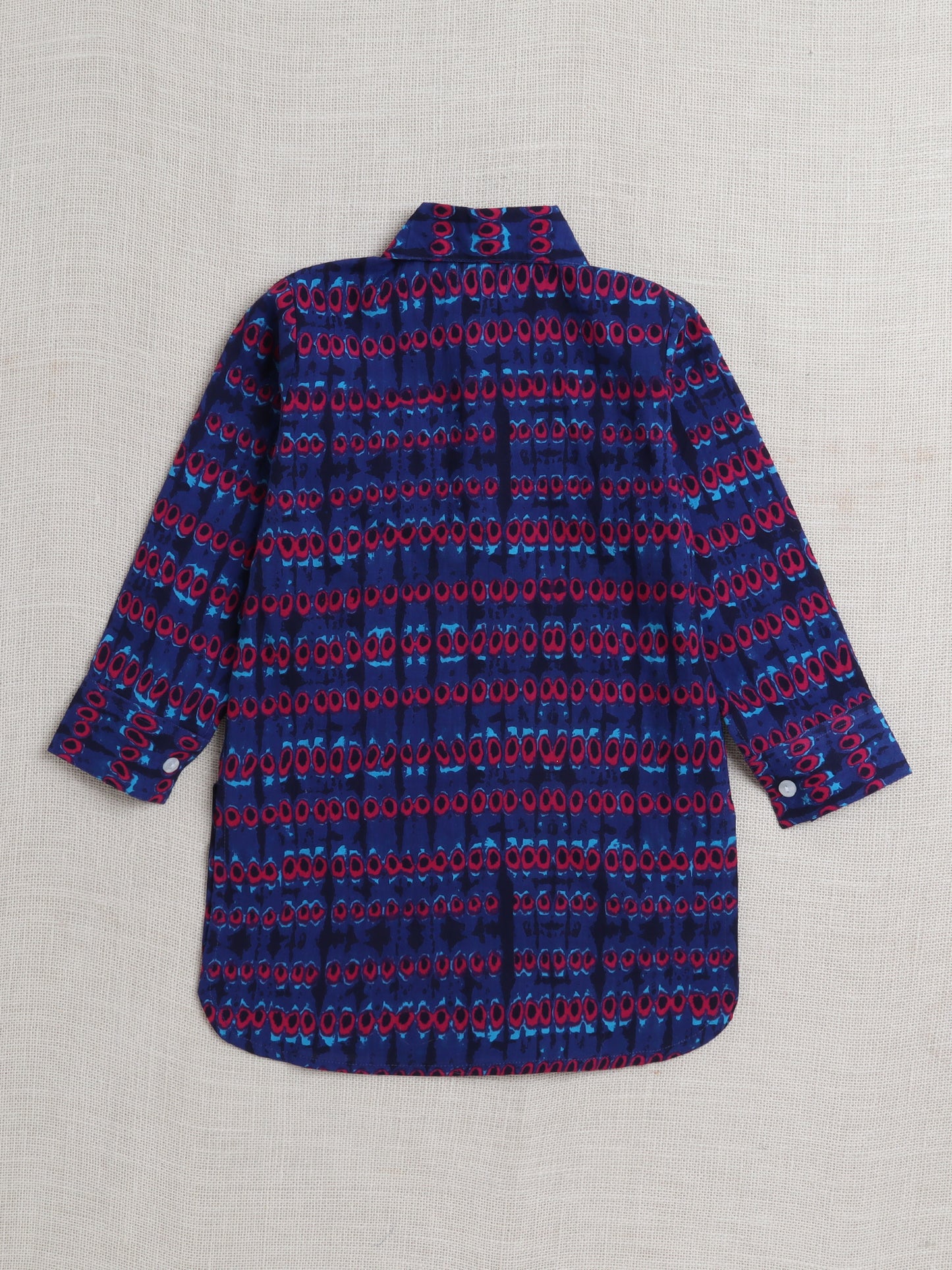 Cotton Full Sleeves Abstract Printed Pathani Kurta With Pyjama Set - Royal Blue