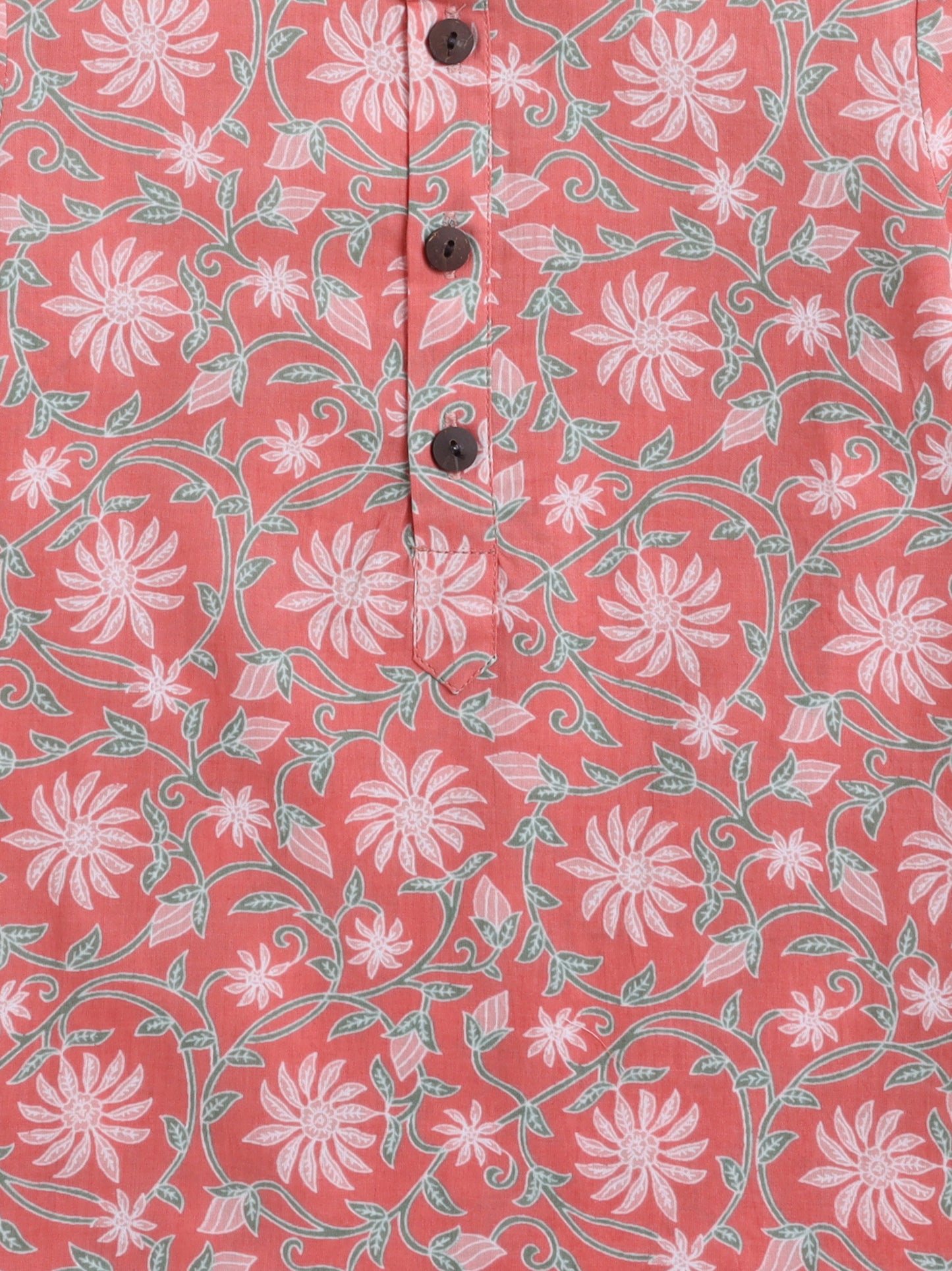 Full Sleeves Floral Printed Kurta Pyjama With Jacket Set - Peach