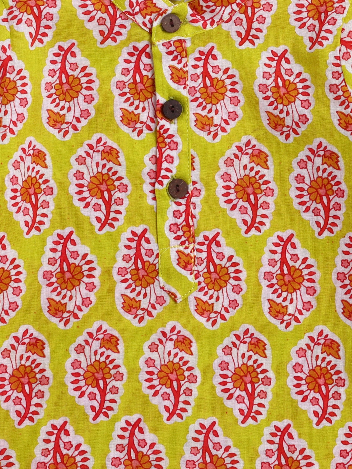 The Magic Wand Cotton Full Sleeve All Over Printed Kurta and Dhoti Set Yellow