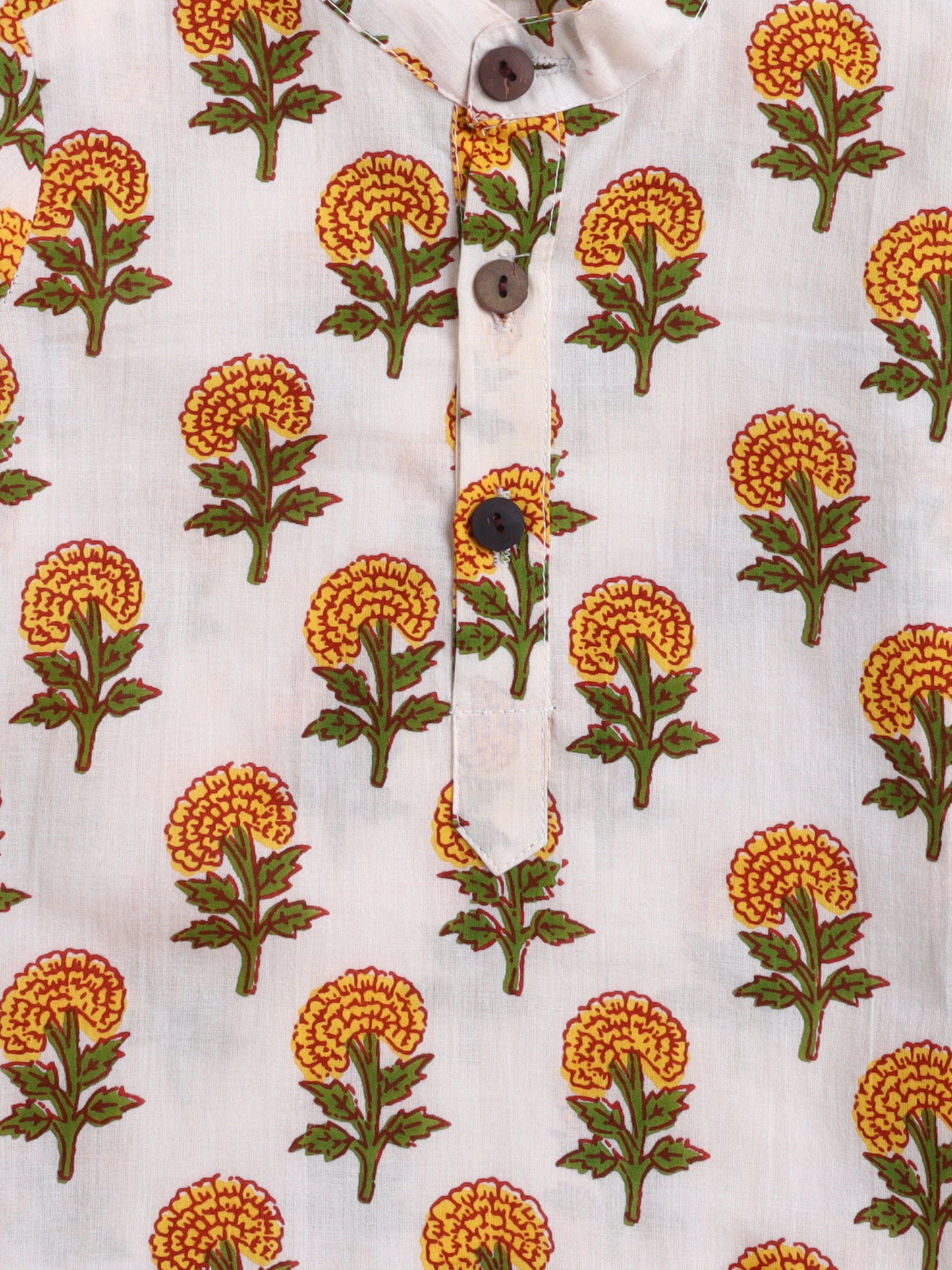 The Magic Wand Cotton Full Sleeve All Over Printed Kurta Dhoti Set- Off white