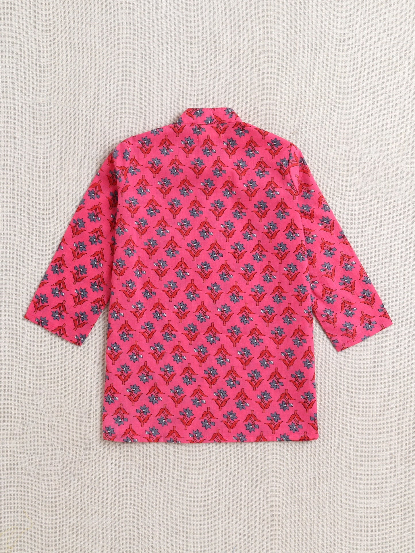The Magic Wand Cotton Full Sleeve All Over Printed Kurta and Dhoti Set Fuchsia