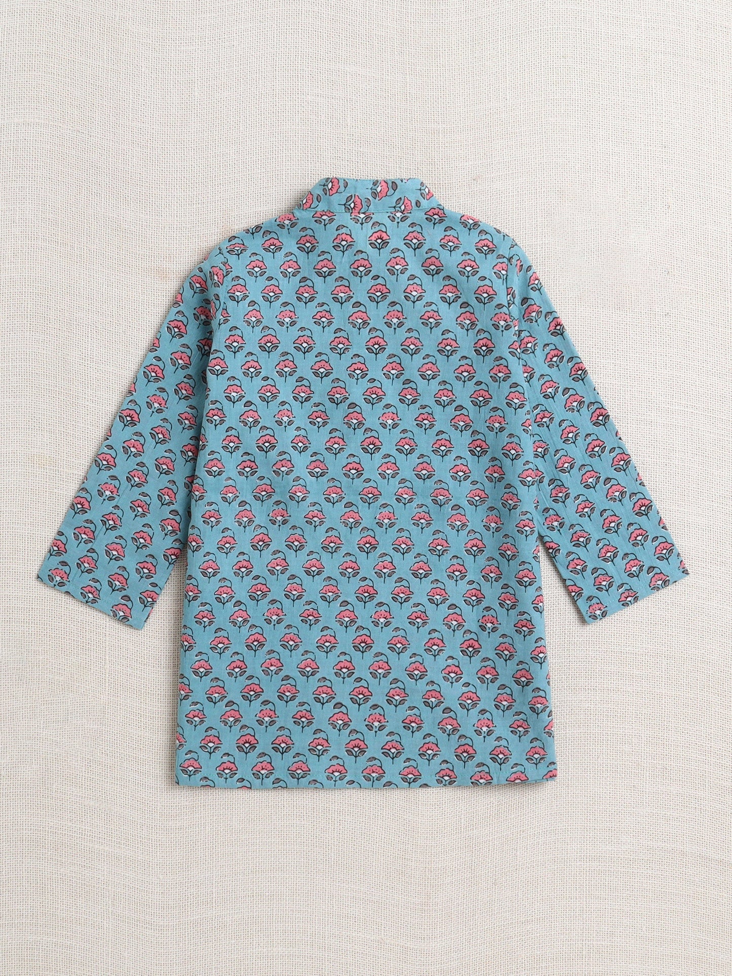 The Magic Wand Cotton Full Sleeve All Over Printed Kurta and Dhoti Set-Teal