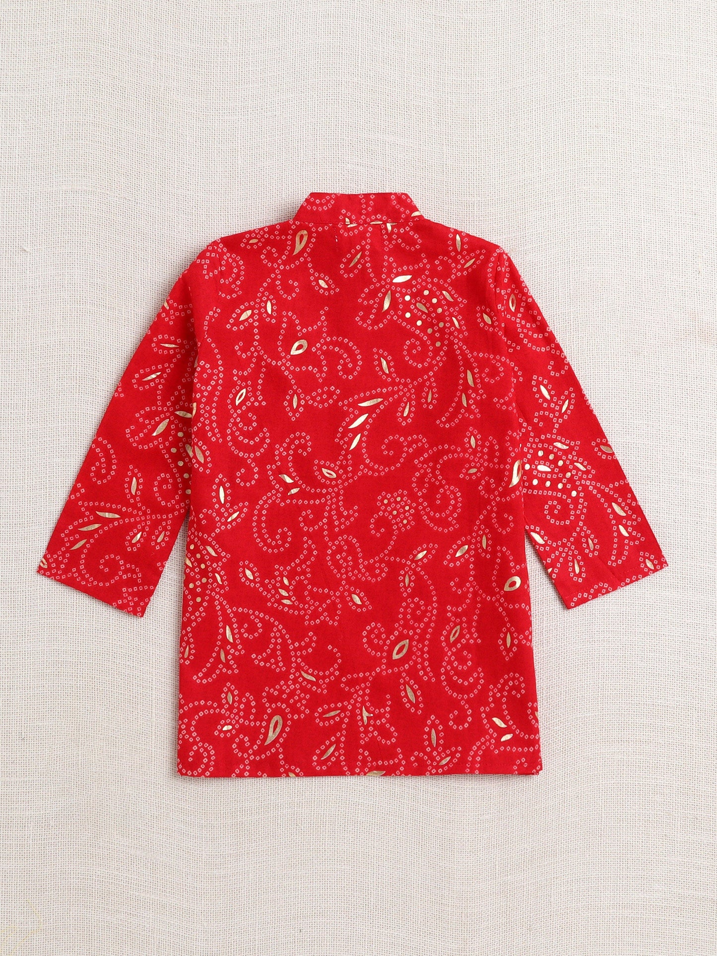 The Magic Wand Cotton Full Sleeve All Over Printed Kurta and Dhoti Set Red