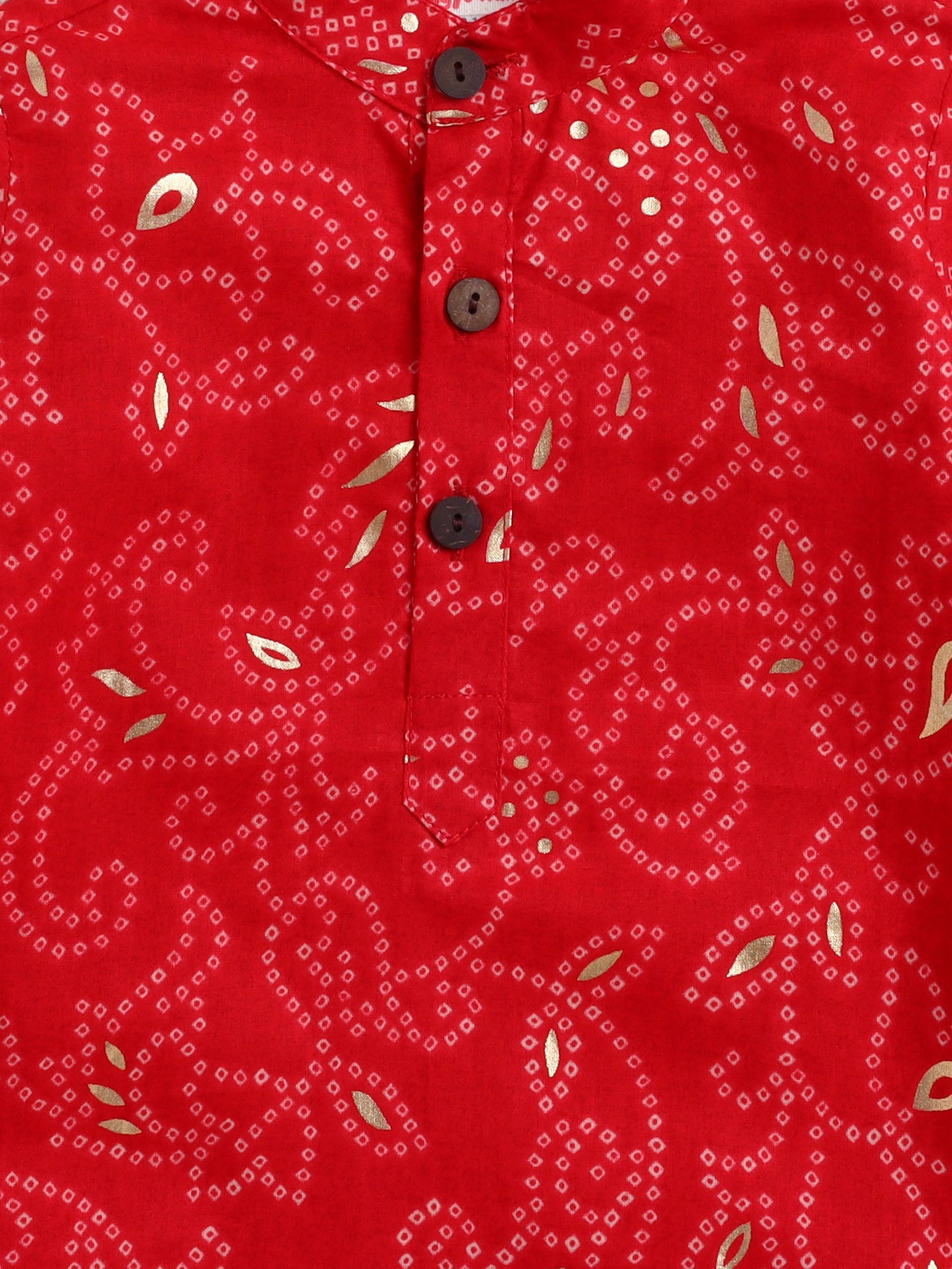 The Magic Wand Cotton Full Sleeve All Over Printed Kurta and Dhoti Set Red