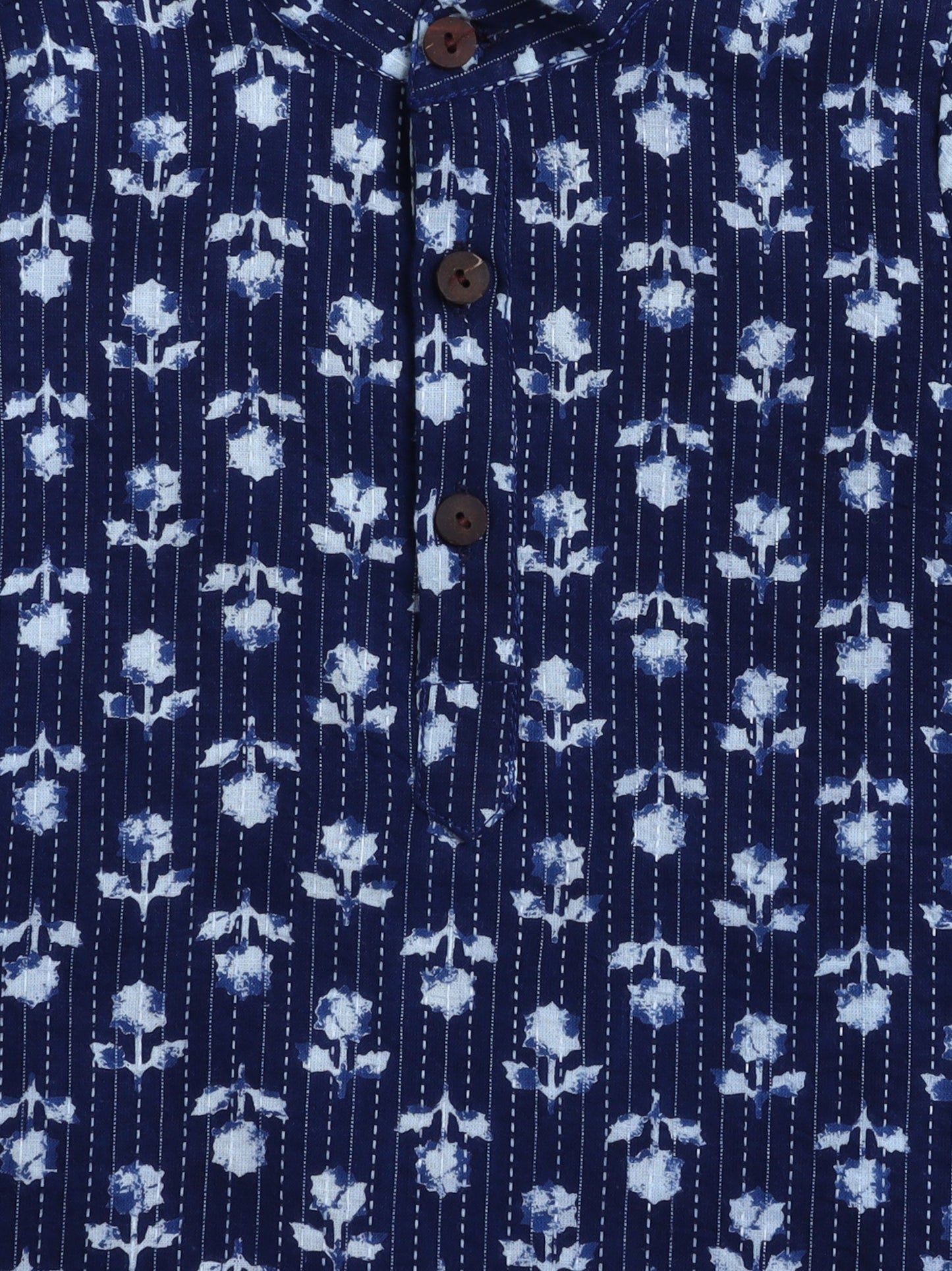The Magic Wand Cotton Full Sleeve All Over Printed Kurta and Dhoti Set Navy Blue