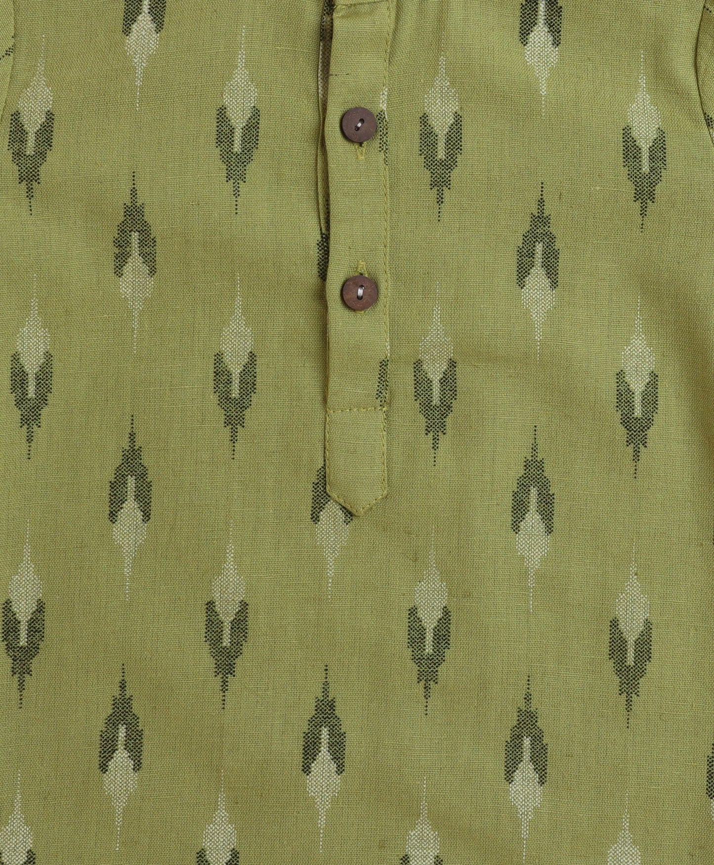 The Magic Wand Cotton Ikat Printed Full Sleeves Kurta with Pyjama Set - Green
