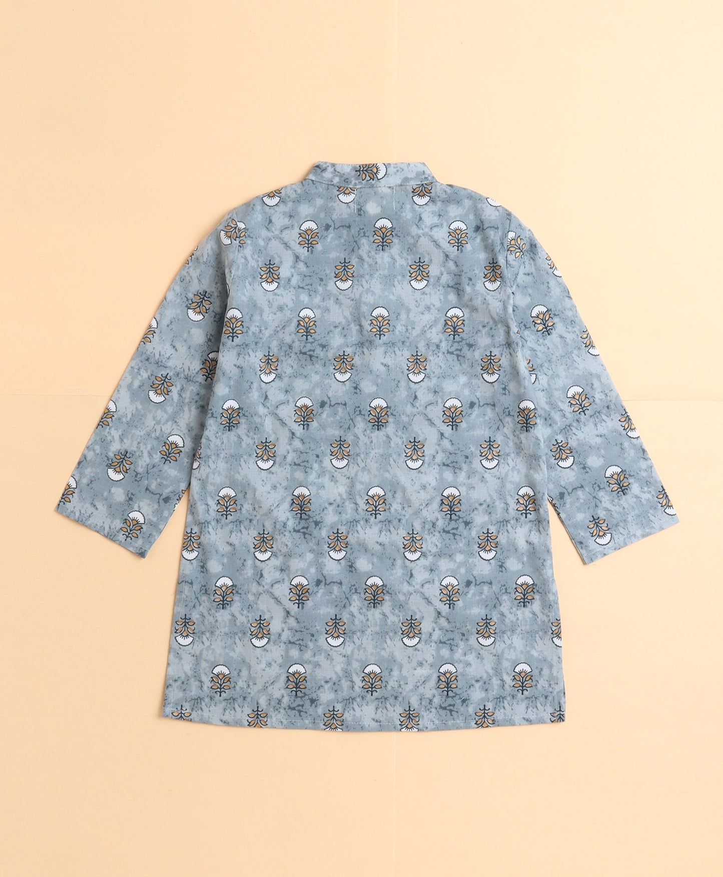 The Magic Wand Cotton Floral Printed Full Sleeves Kurta with Pyjama Set - Grey