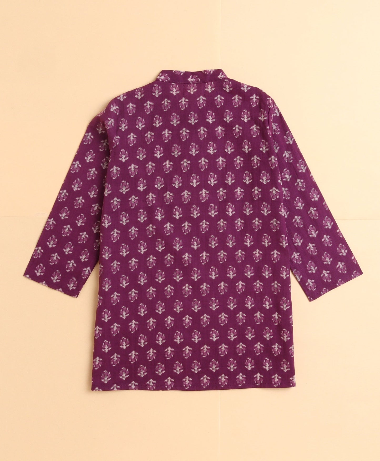 The Magic Wand Cotton Floral Printed Full Sleeves Kurta with Pyjama Set - Purple