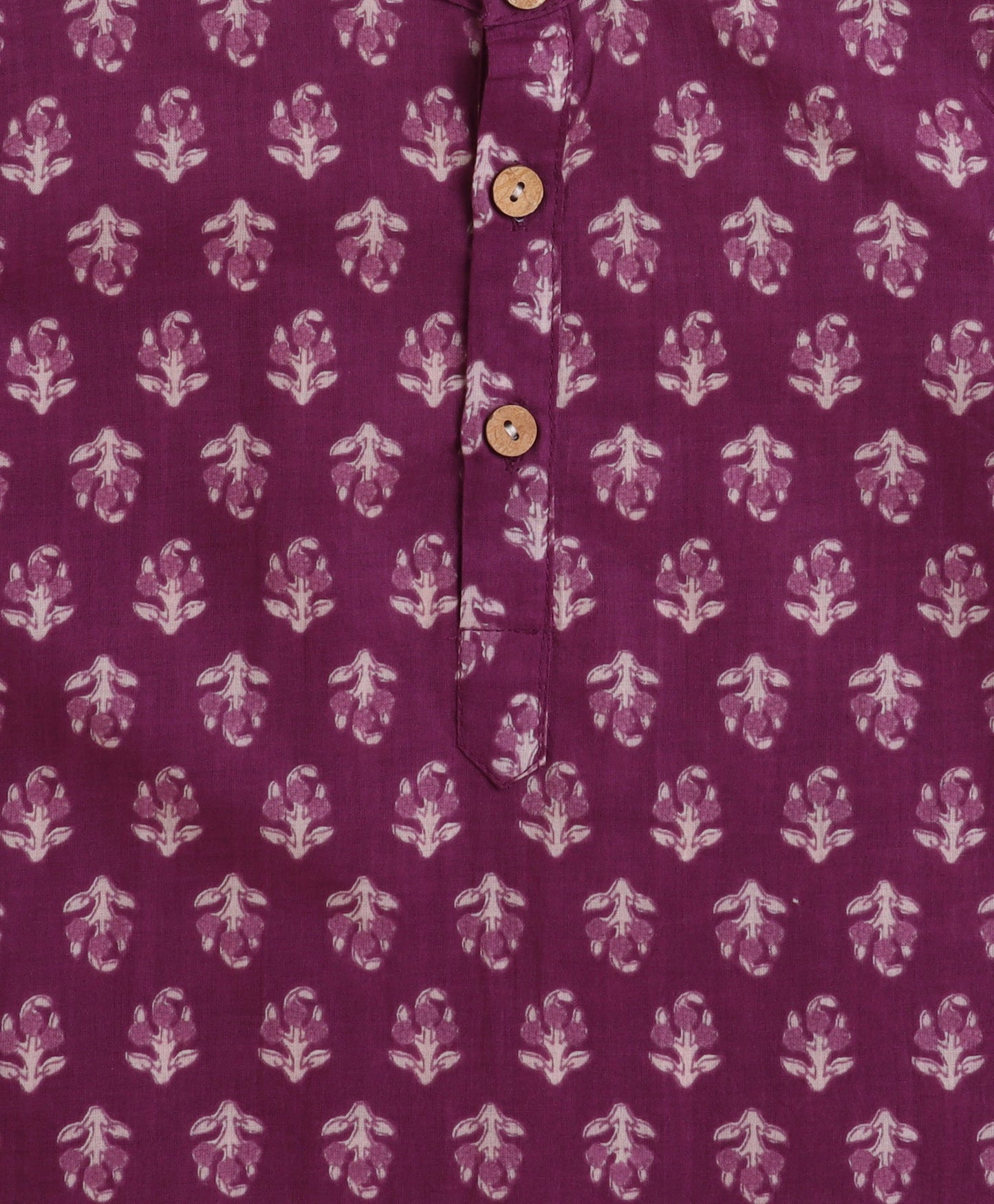 The Magic Wand Cotton Floral Printed Full Sleeves Kurta with Pyjama Set - Purple