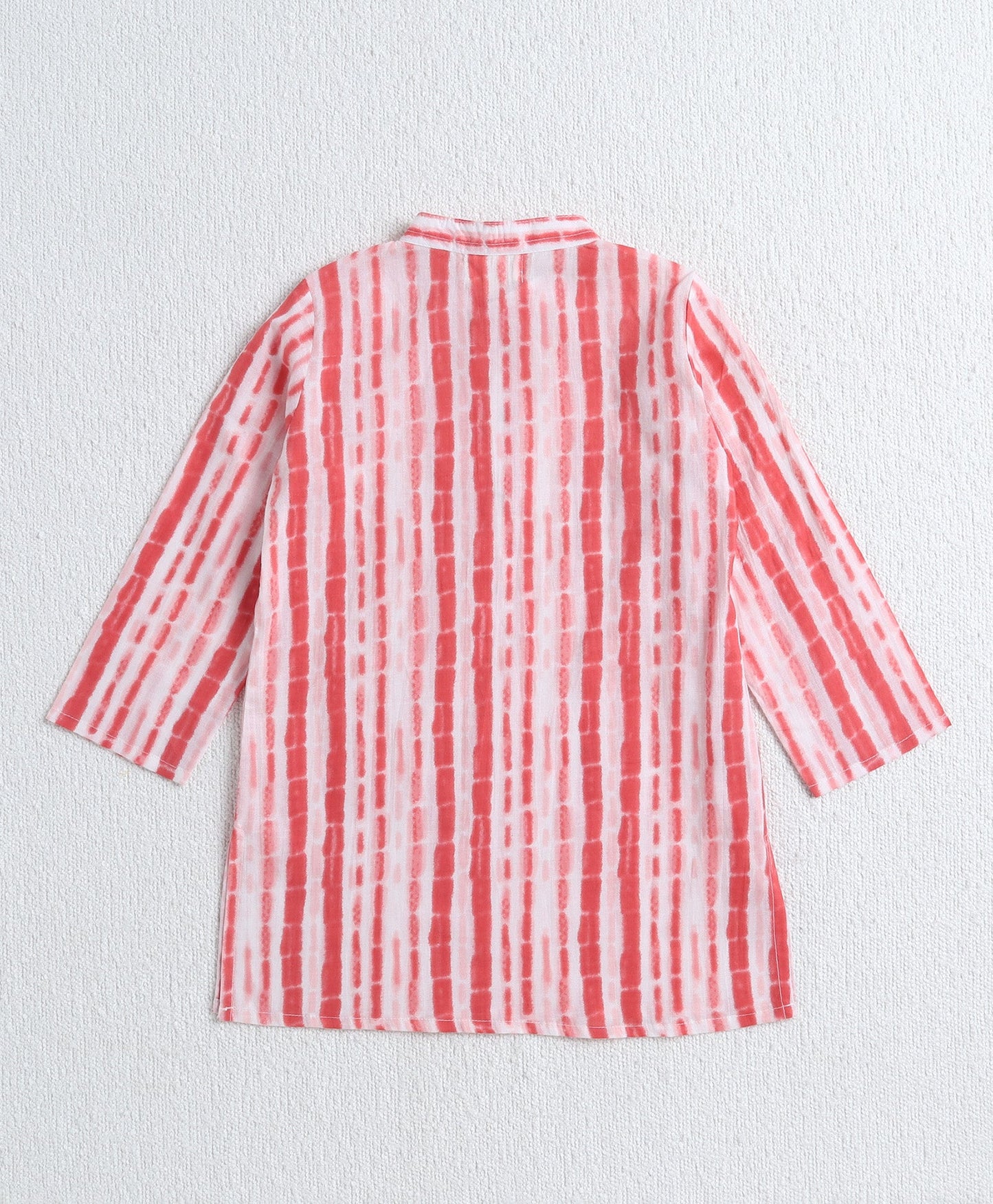 The Magic Wand Cotton Woven Full Sleeves Stripes Printed Kurta & Pyjama Set - Peach
