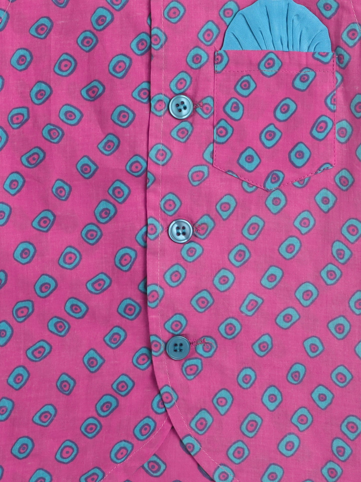The Magic Wand Bandhani Printed Mandarin Collar Modi Jacket For Boys Pink