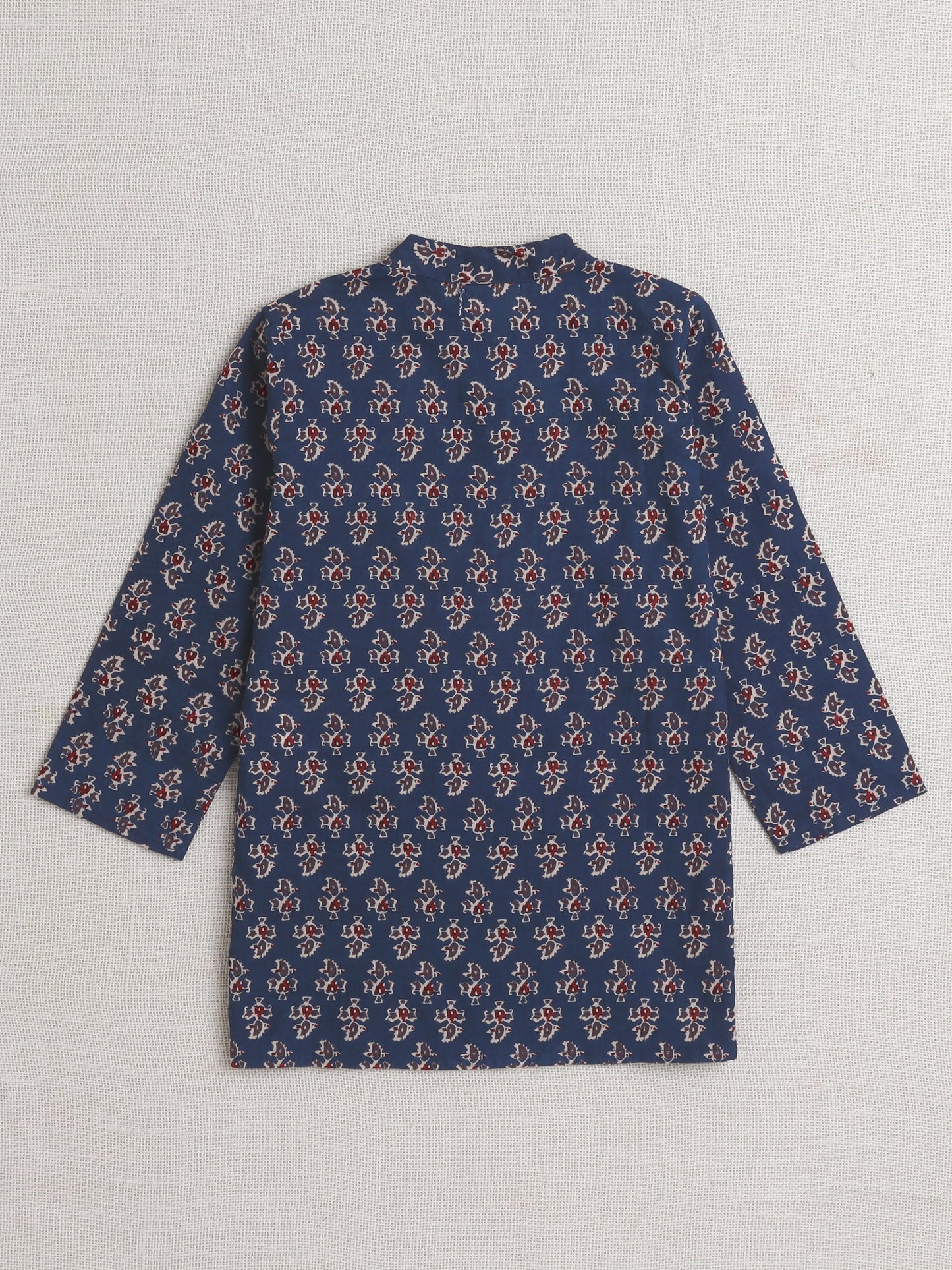 Full Sleeves Floral Print Dhoti Kurta Set-Navy Blue