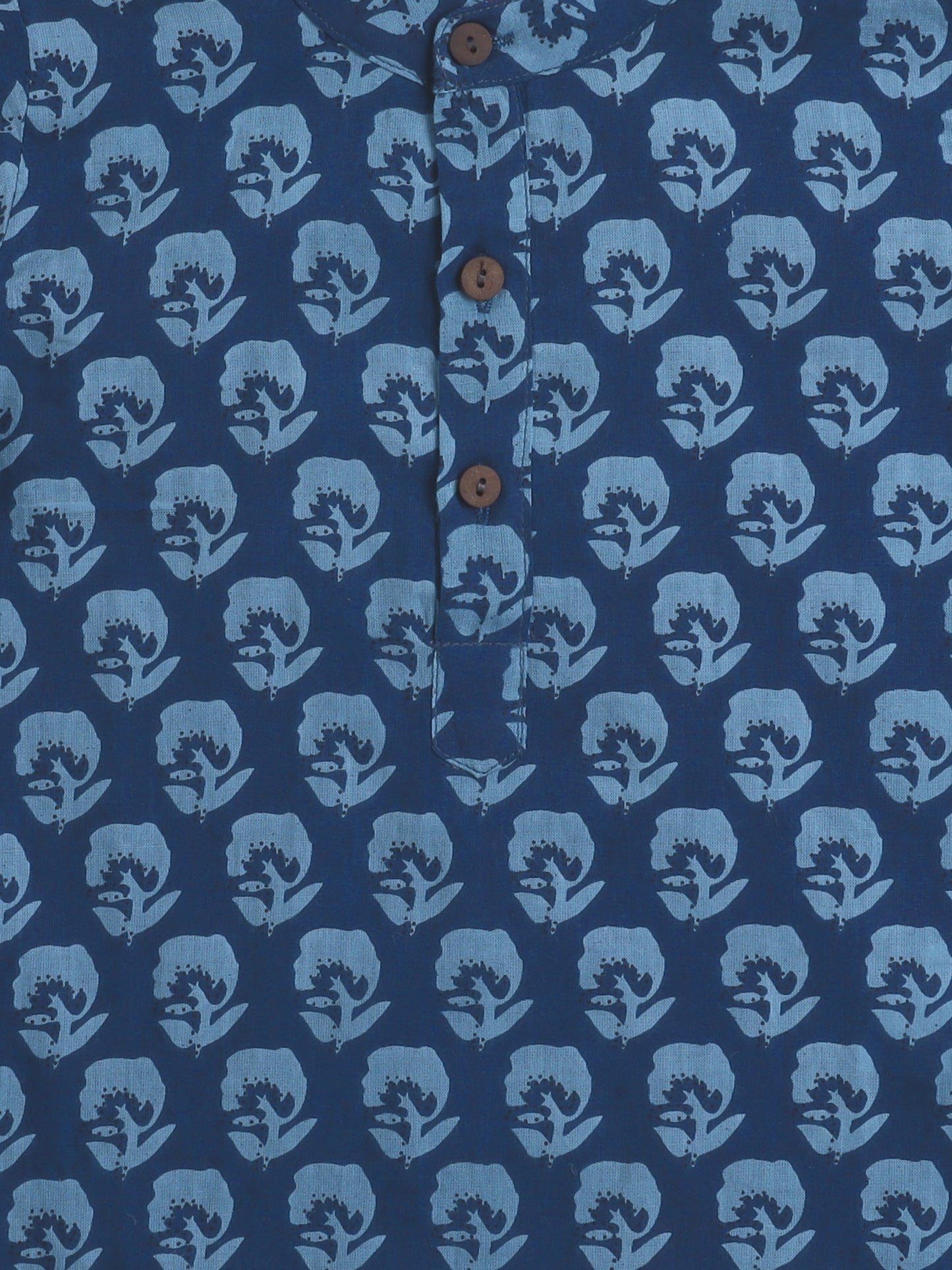 Floral Print Full Sleeves Dhoti Kurta Set- Navy Blue