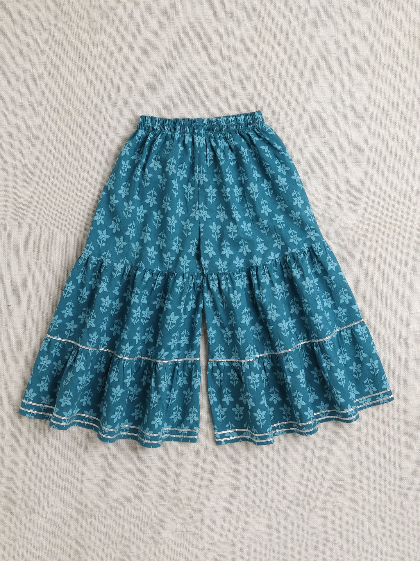 Full Sleeves Floral Print Kurta set- Blue