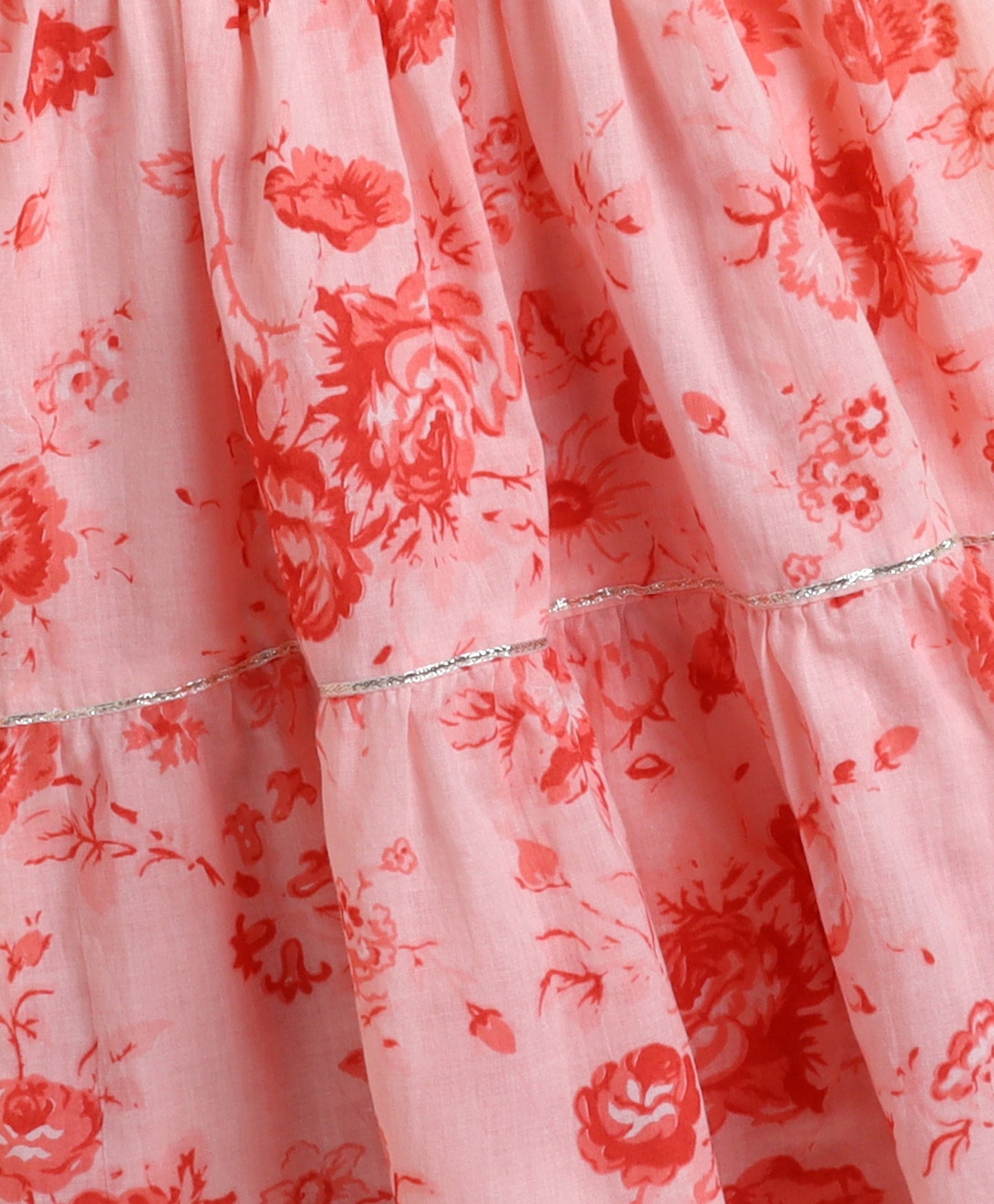 The Magic Wand Cotton woven Cambric Shibori Sleeveless Yoke Kurta and Floral Sharara Dupatta Set - Peach