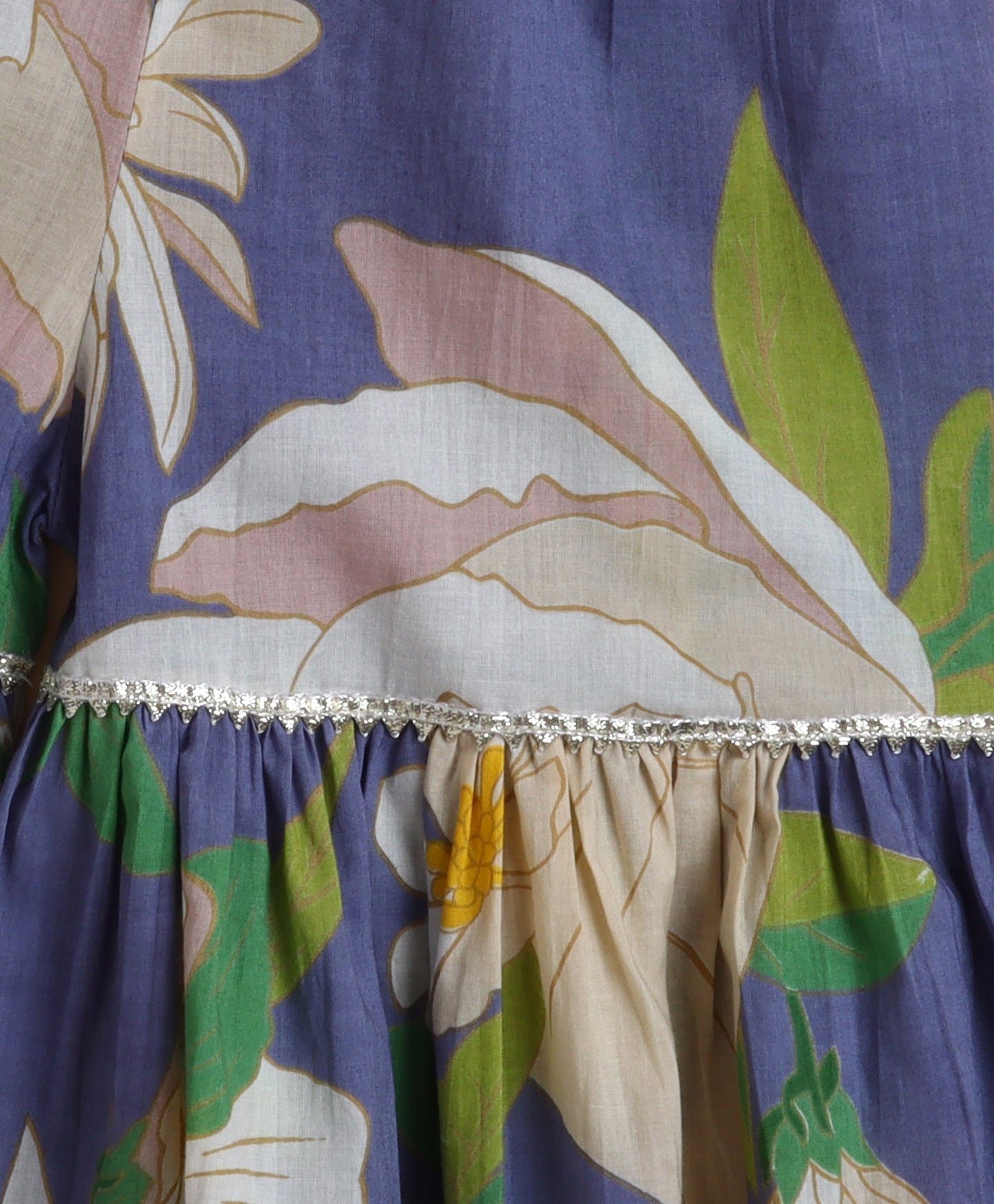 The Magic Wand Cambric Cotton woven Spagetti Big Floral Printed Top Sharara Set- Blue