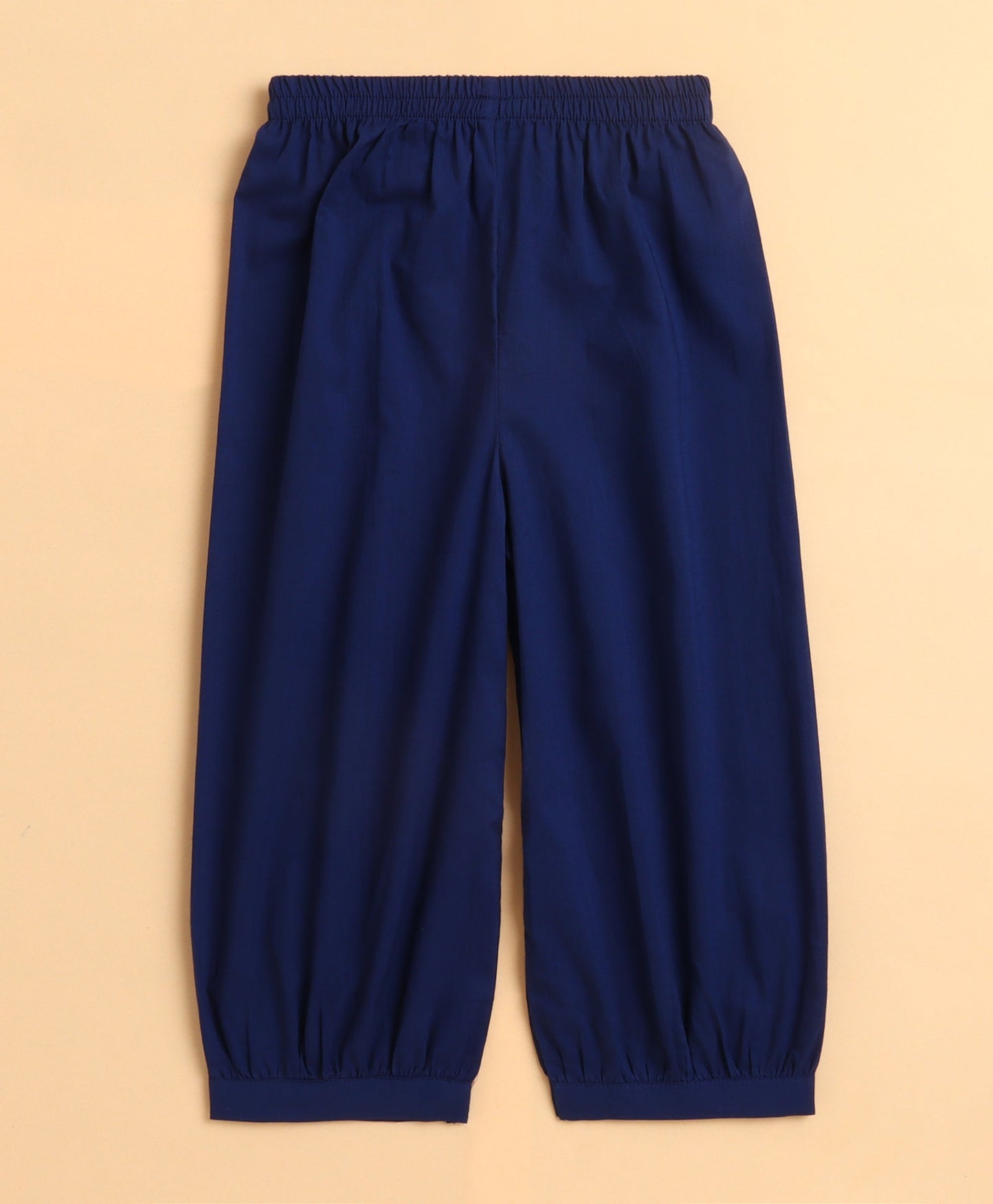 The Magic Wand Cambric Cotton Three Fourth Sleeves Cow Printed Kurta and Bottom Set- Navy Blue