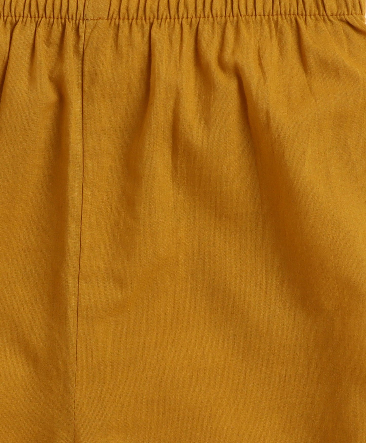 The Magic Wand Cambric Cotton Three Fourth Sleeves Cow Printed Kurta and Bottom Set- Mustard