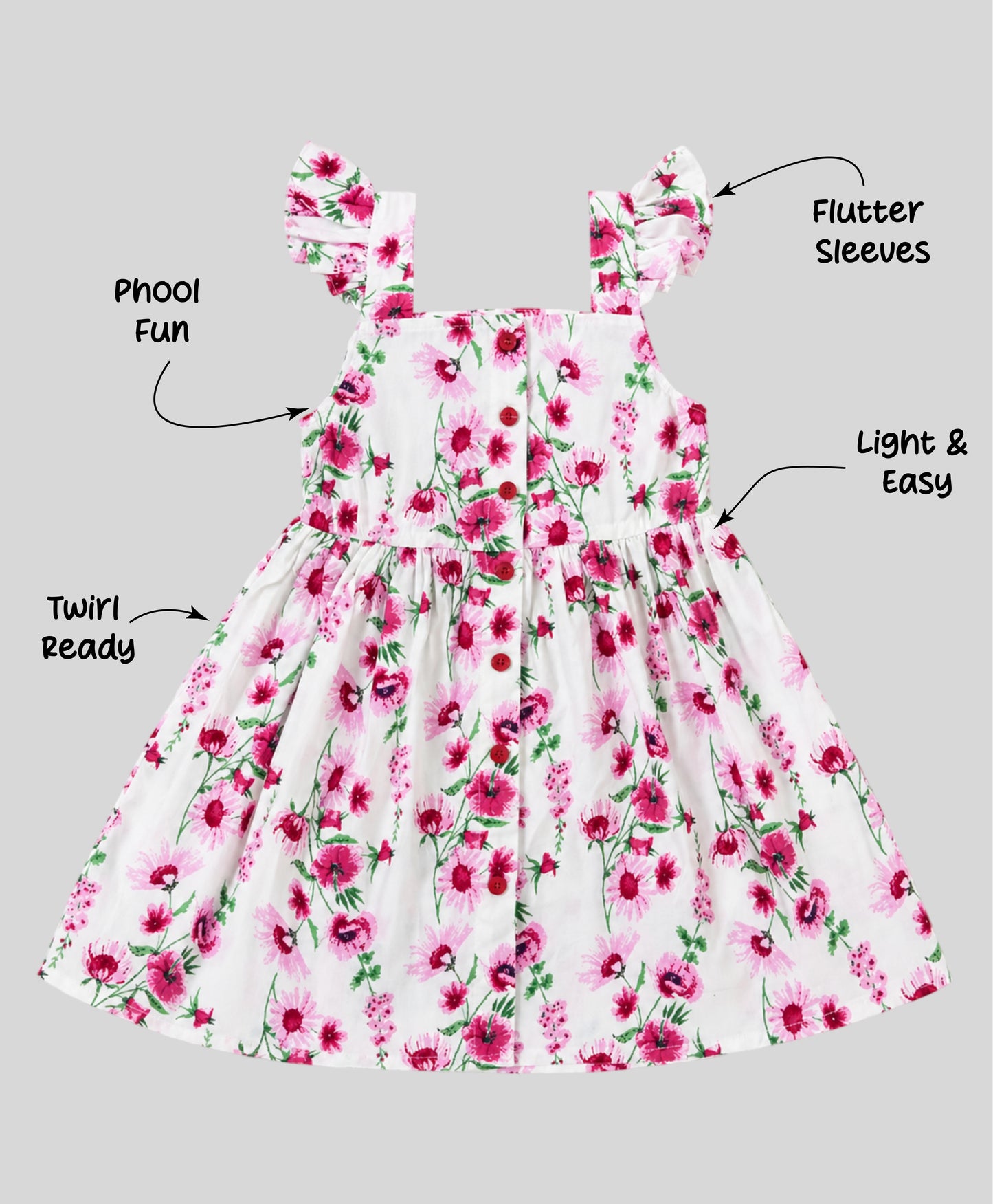 The Magic Wand Woven Frill Sleeves Floral Printed Fit & Flare Dress - White