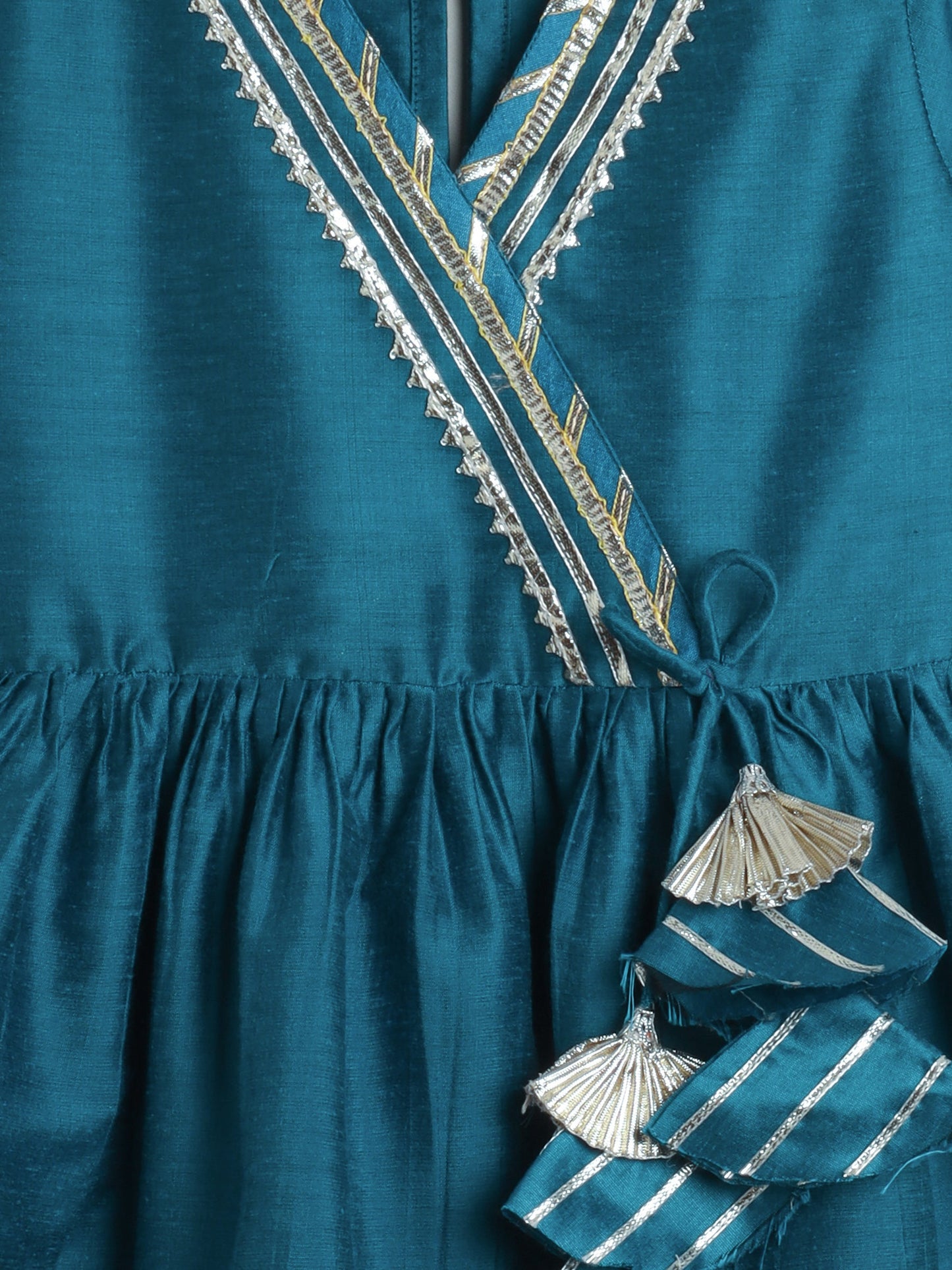 The Magic Wand Lace Embelished Full Sleeves tassles Kurta with Ballon Pants-Royal Blue