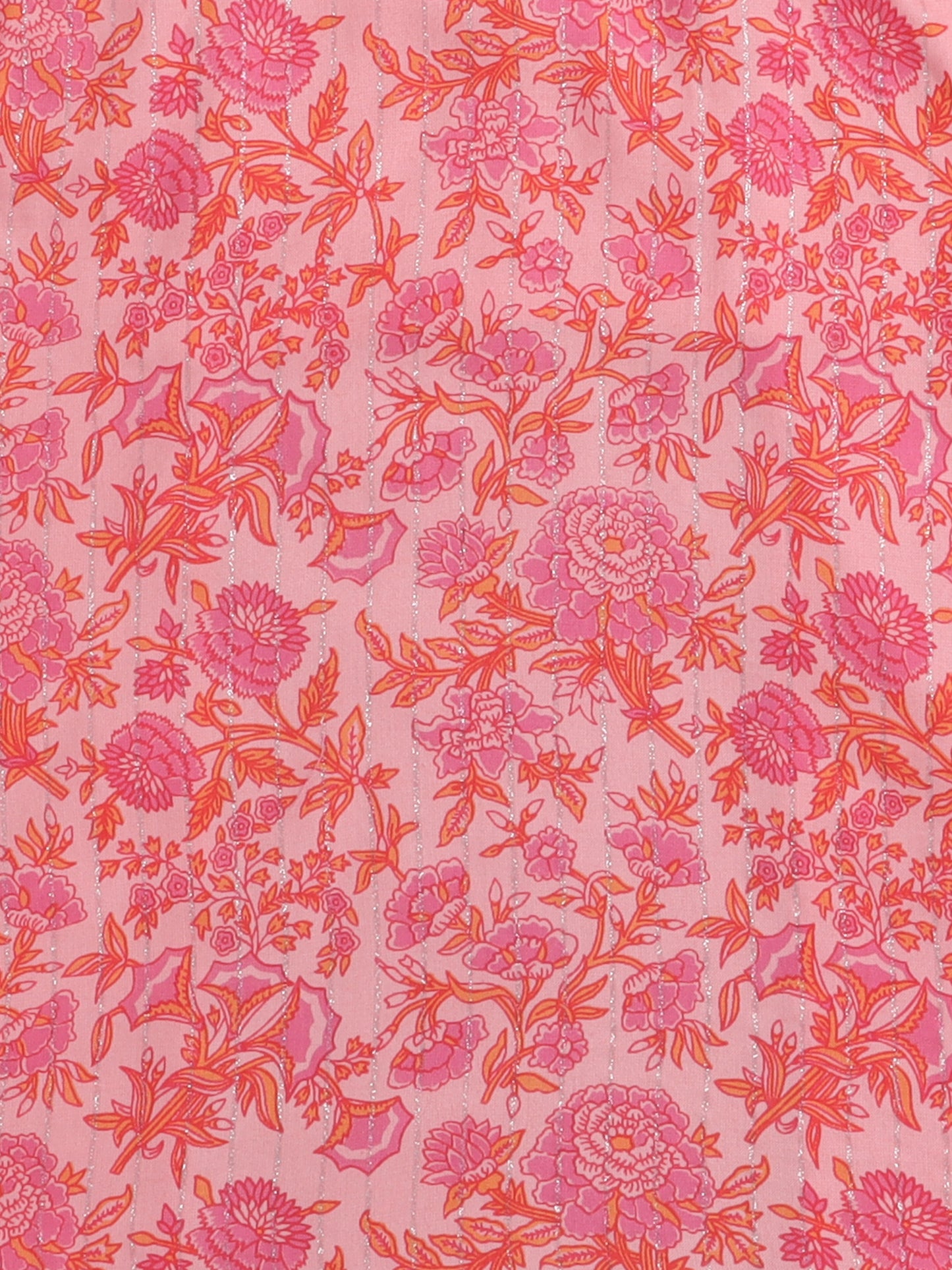 Indo Western Floral Printed Sleeveless Contrast Buttons Kurta and Sharara Set-Pink,Peach
