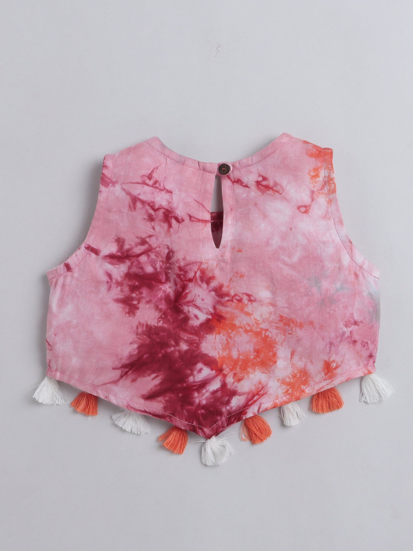 The Magic Wand Tie & Dye Printed Sleeveless Top With Tassels and Pant Set Co ord Set For Girls Multi