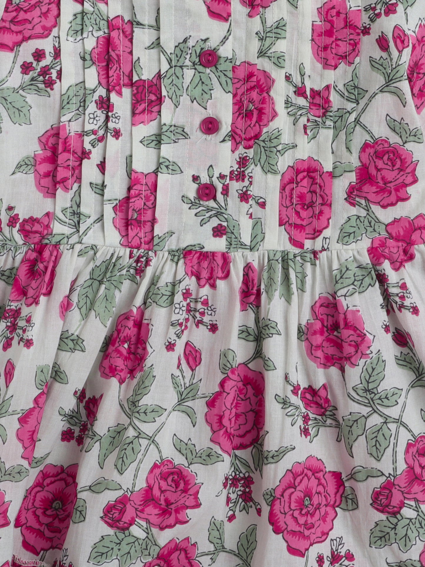 All Over Printed Short Sleeves Gathered Top With Afhgani Pants For Girls-Pink