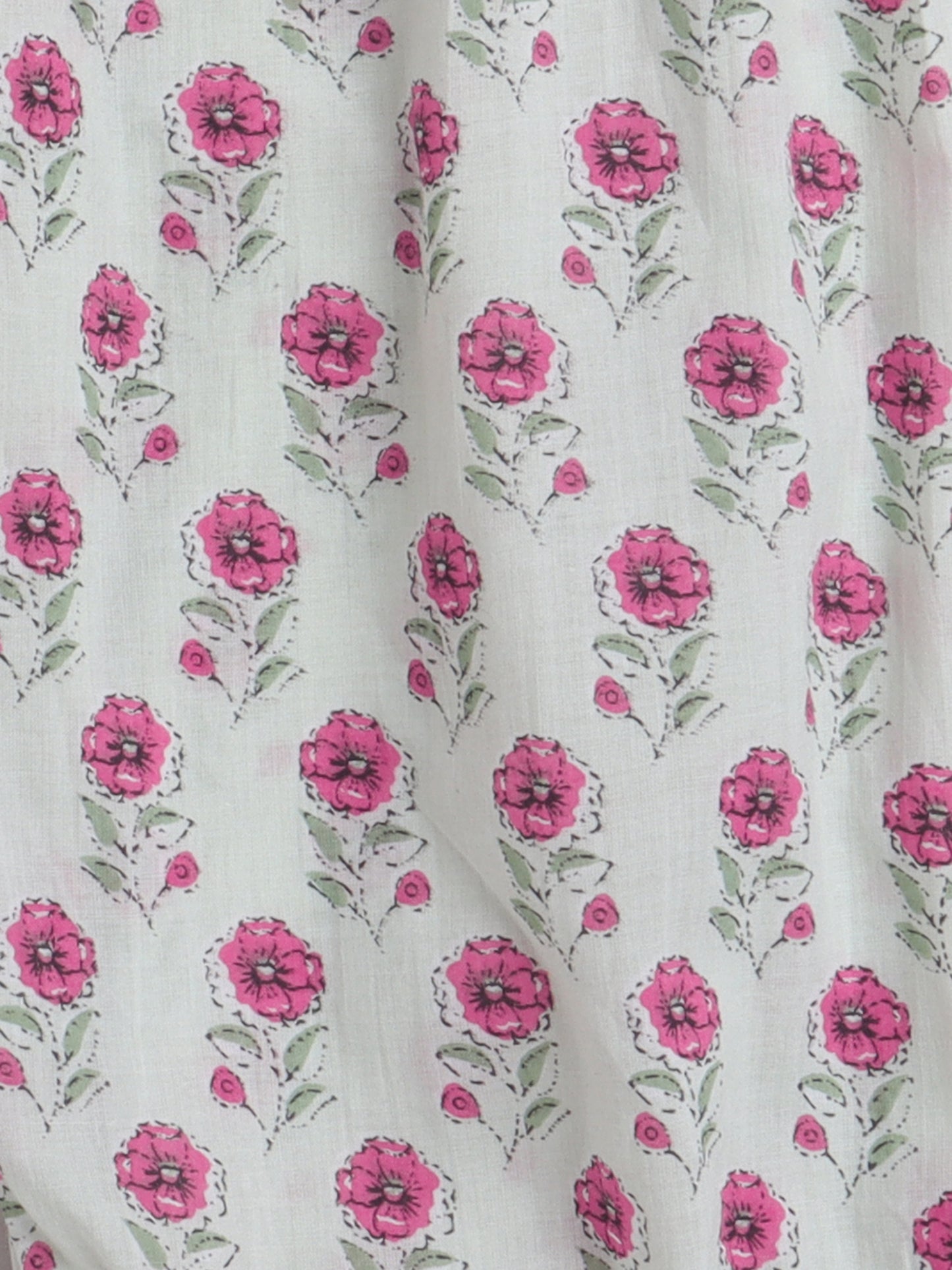 All Over Printed Short Sleeves Gathered Top With Afhgani Pants For Girls-Pink