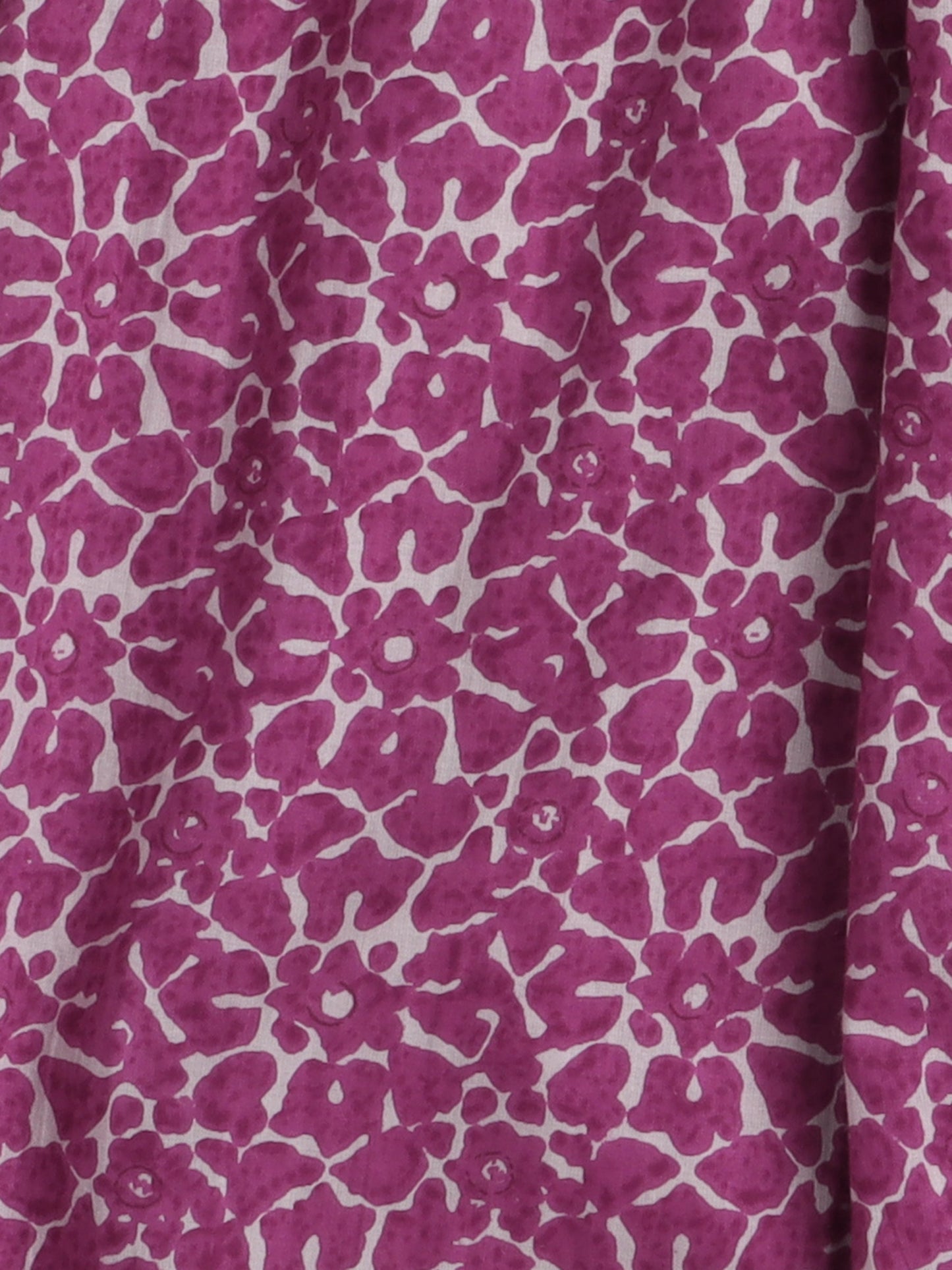 Half Sleeves Ethnic Floral Motif Printed & Gota Lace Embellished Kurta With Harem Pant Set - Magenta Pink