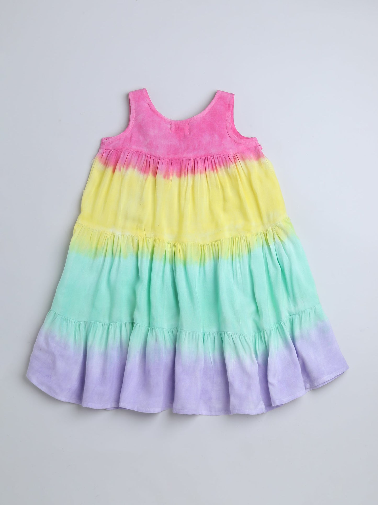 The Magic Wand Sleeveless Tie and Dye Tiered Dress Multi