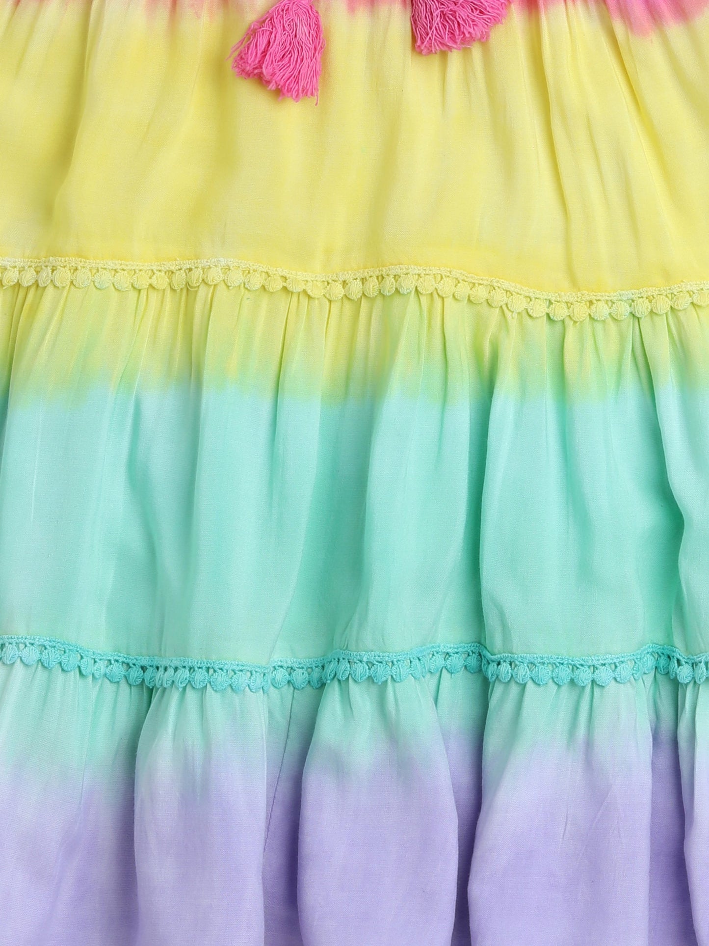 The Magic Wand Sleeveless Tie and Dye Tiered Dress Multi