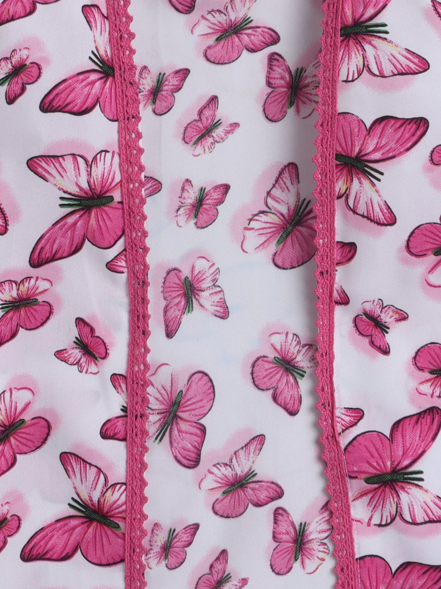 Butterfly Printed Front Open Lace Embelished 3/4th Sleeves Long Cape For Girls