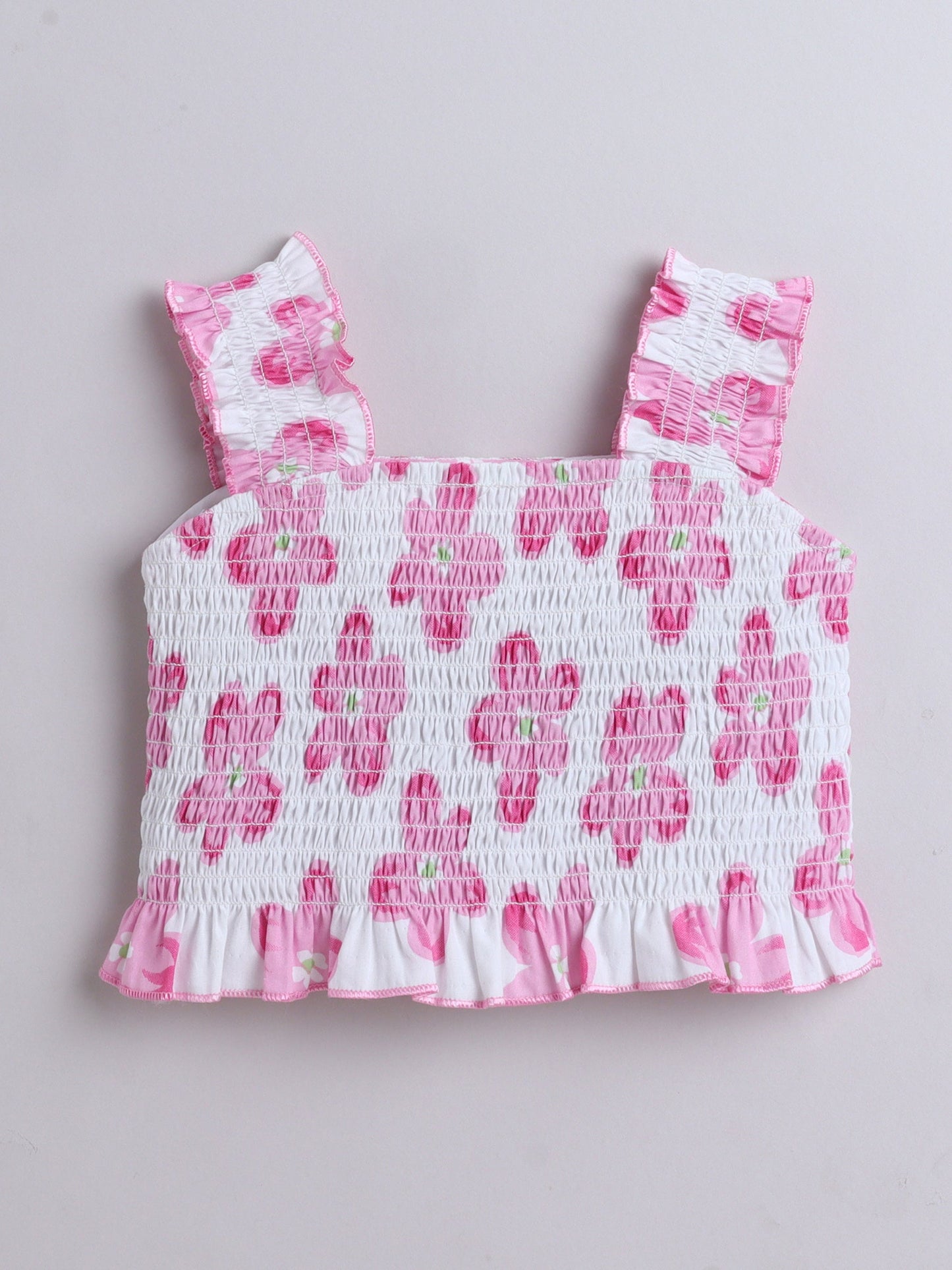 The Magic Wand Floral Printed Sleeveless Top & Flared Skirt Pink