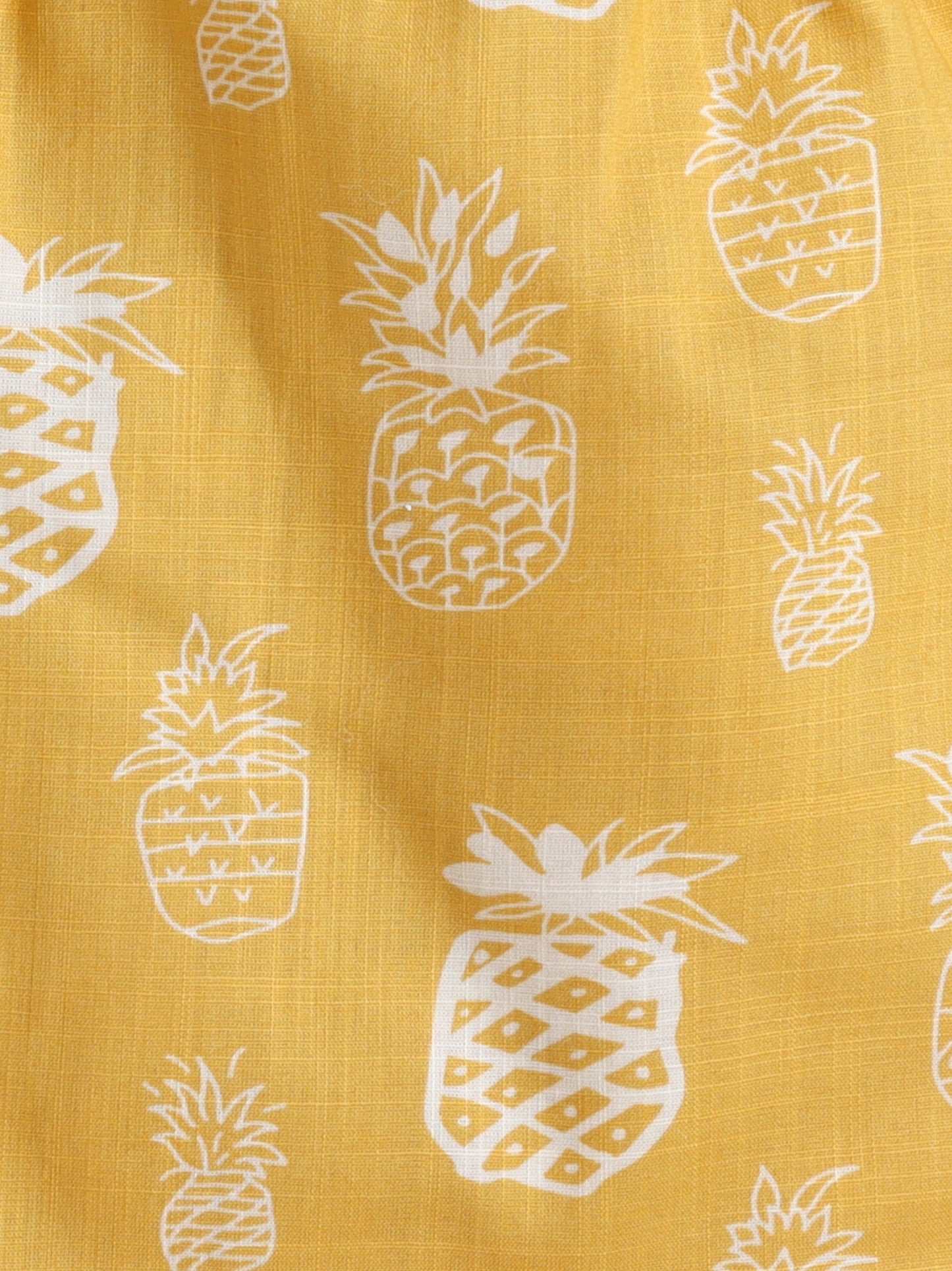 The Magic Wand Sleeveless Pineapple Printed Frill Detail Top & Shorts Set- Musturd